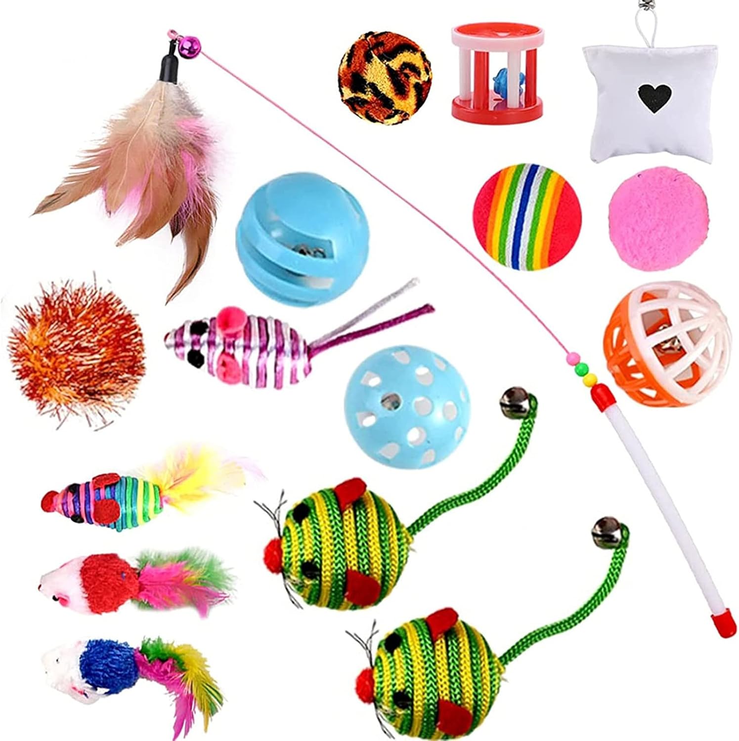 GOLDGE Cat Toys, Kitten Toys for Indoor, 16 Pcs Cat Interactive Toys Includes Ca...