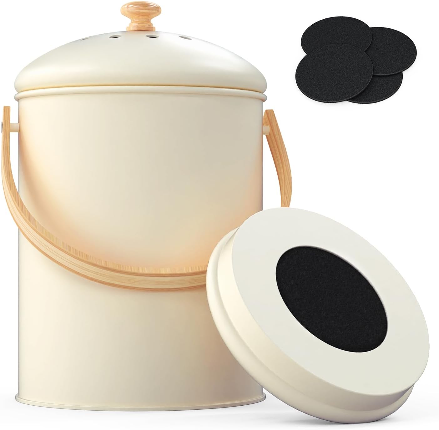 1.3 Gallon Compost Bin Kitchen Counter, Stainless Steel Odorless Indoor Compost...