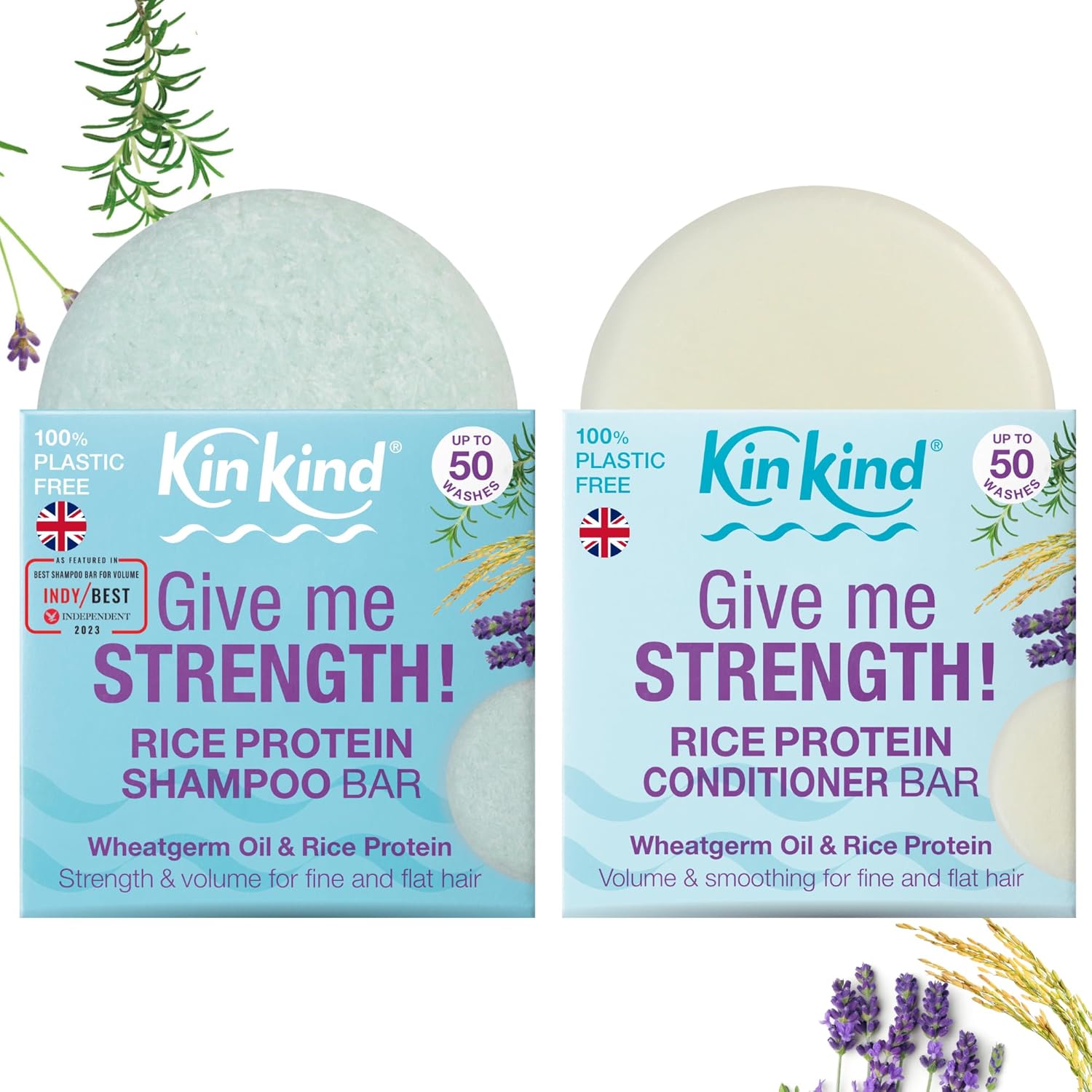 KinKind Rice Water Shampoo and Conditioner Bar Set | Give me STRENGTH! with Rice...