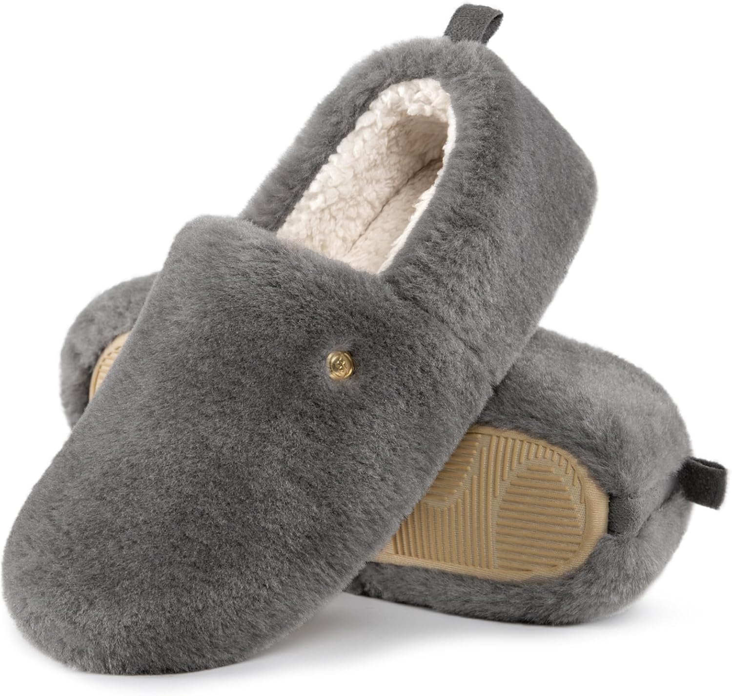 EverFoams Women's Closed-back Slippers Fuzzy Faux Wool Soft Lightweight Non-slip...