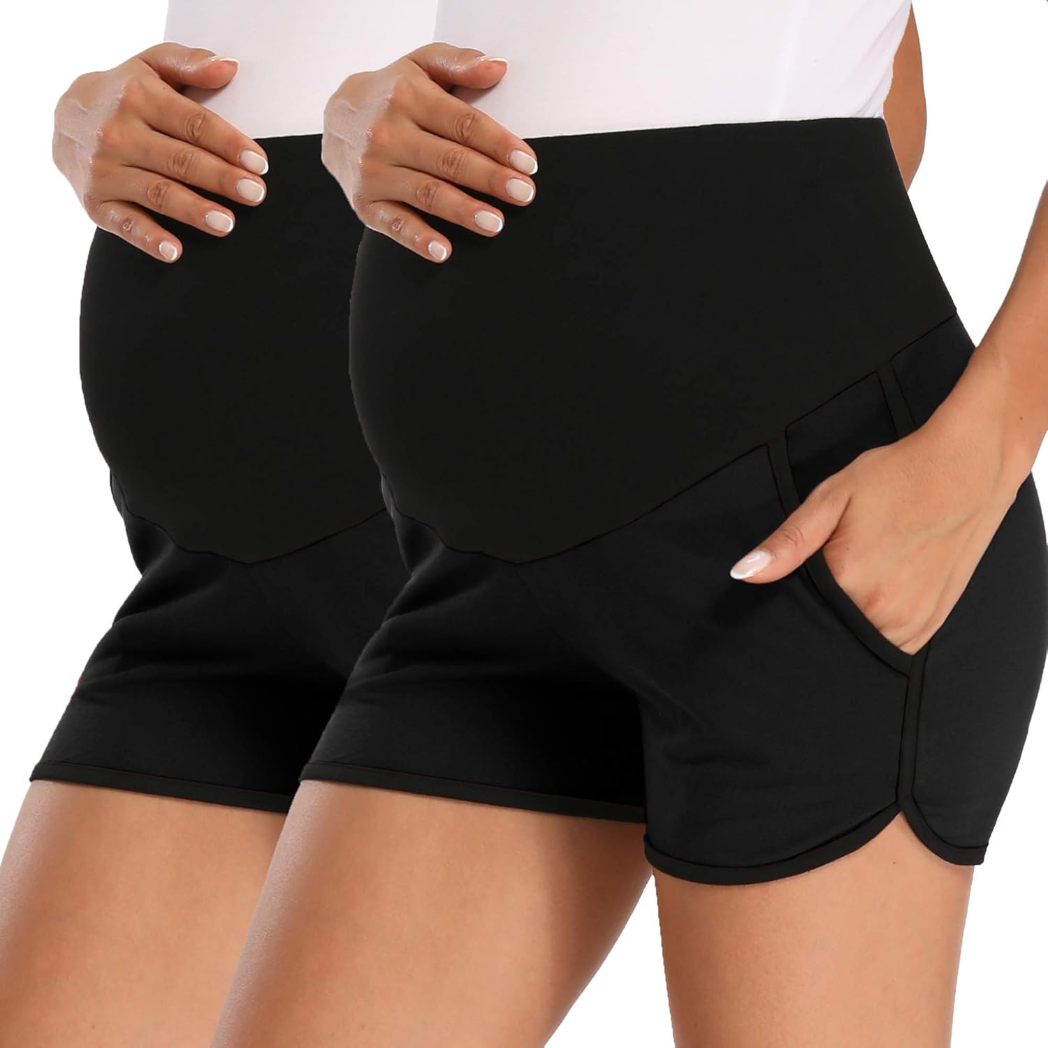 fitglam Women's Maternity Shorts Over Belly Pregnancy Lounge Workout Running Paj...