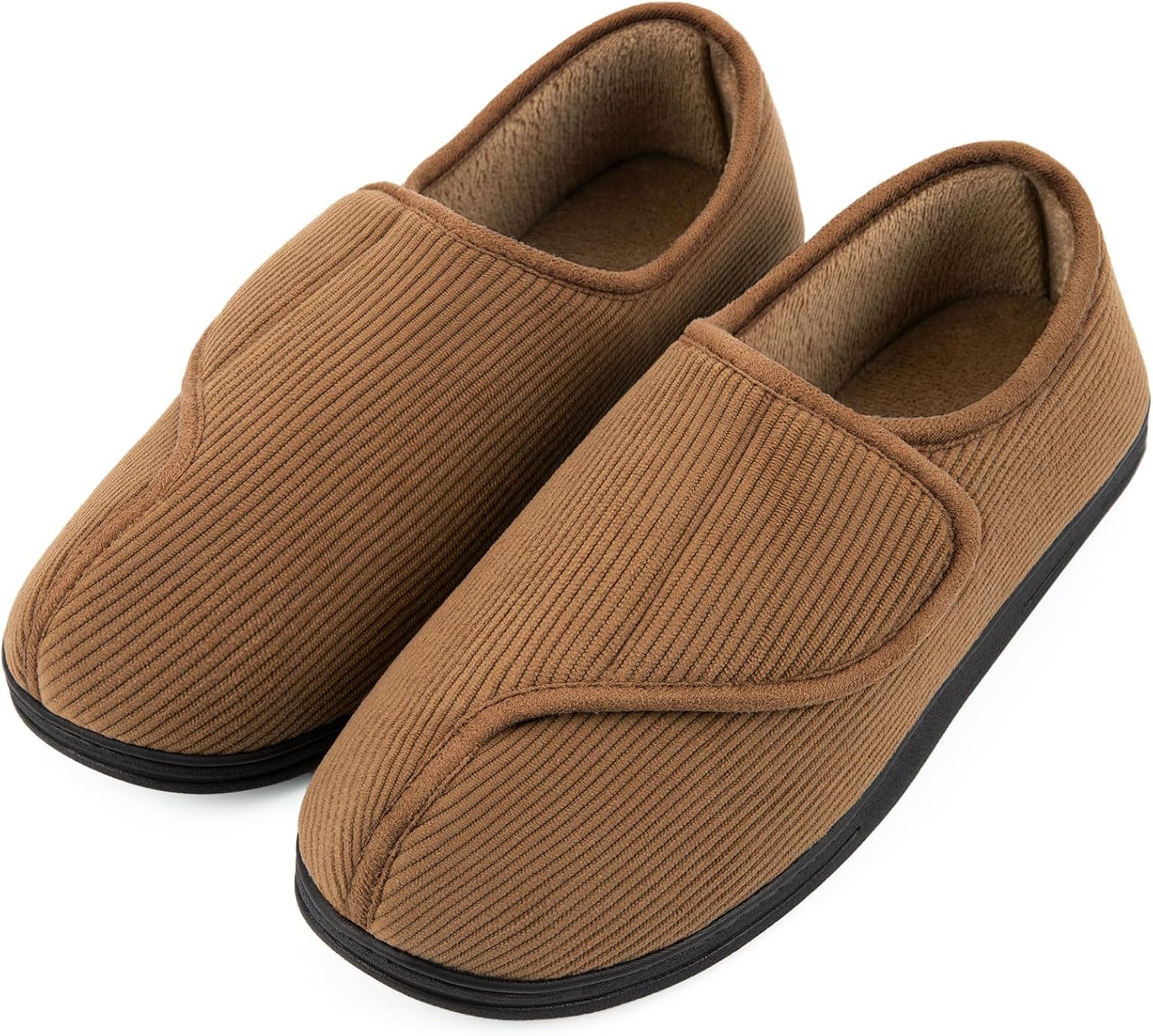 LongBay Men's Diabetic Wide Fit Memory Foam Slippers Comfy Warm Plush Fleece Art...