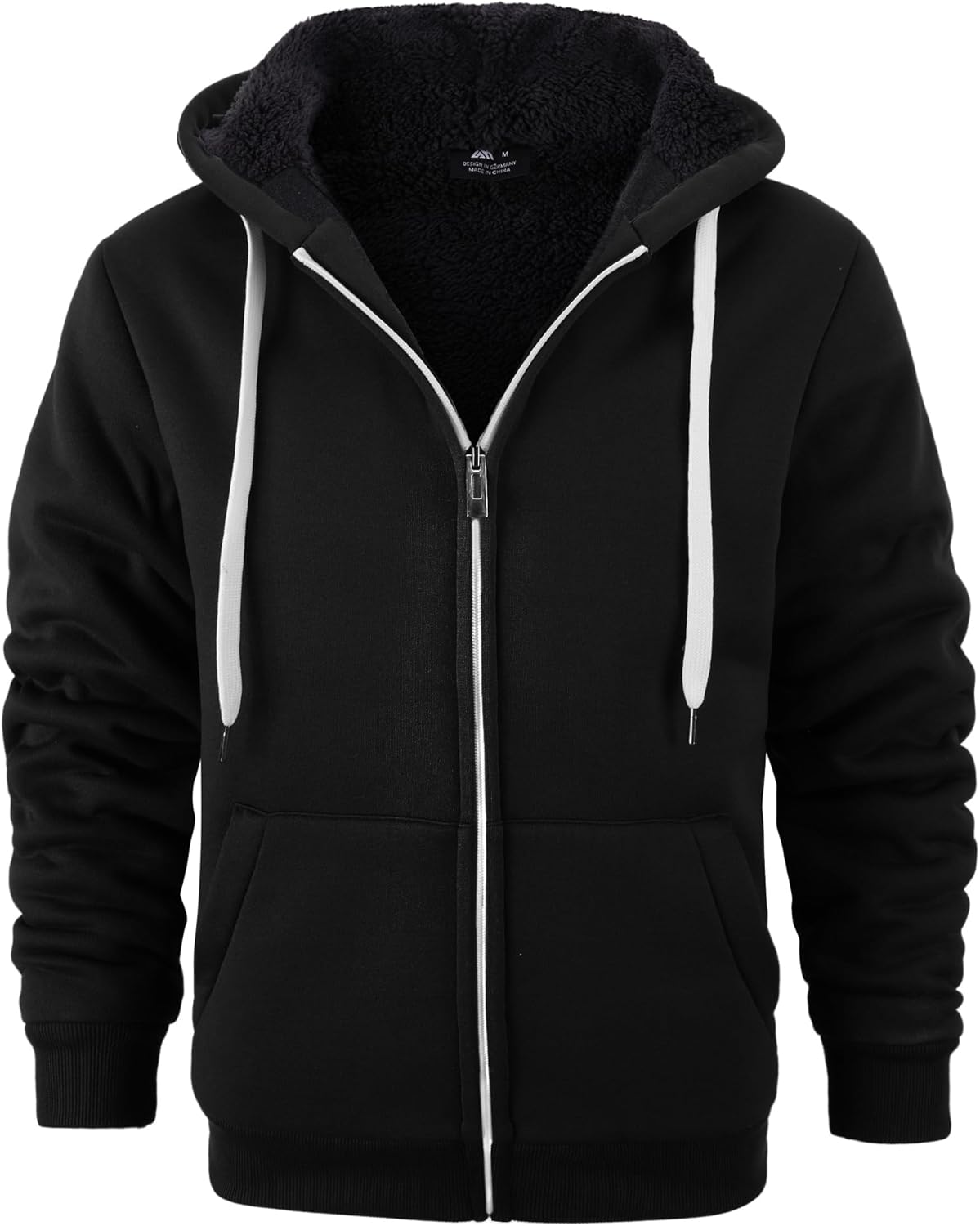 V VALANCH Men Hoodie Zip Up Winter Sherpa Lined Sweatshirt Heavyweight Thick War...