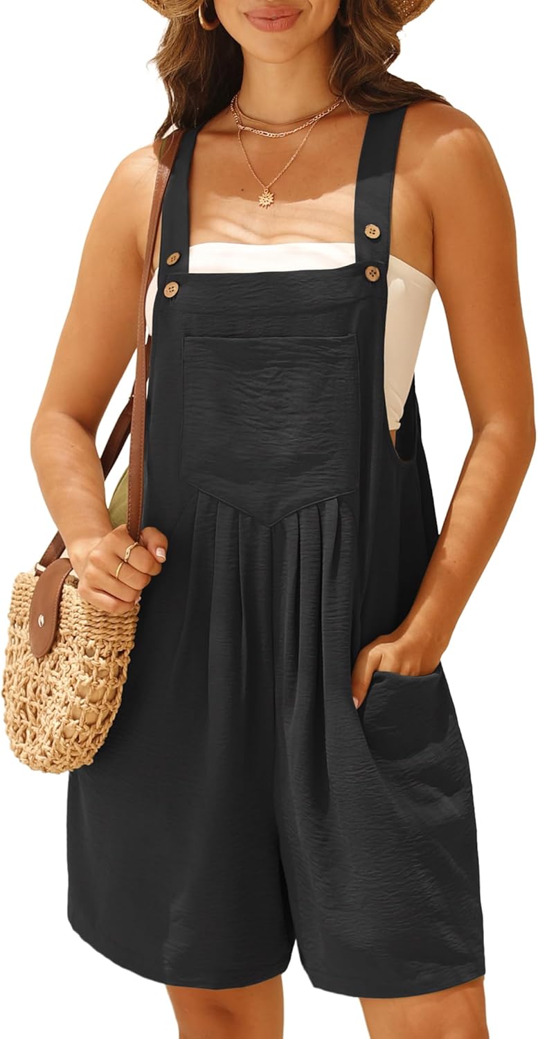 GRECERELLE Jumpsuits For Women Summer Short Overalls Casual Sleeveless Adjustabl...