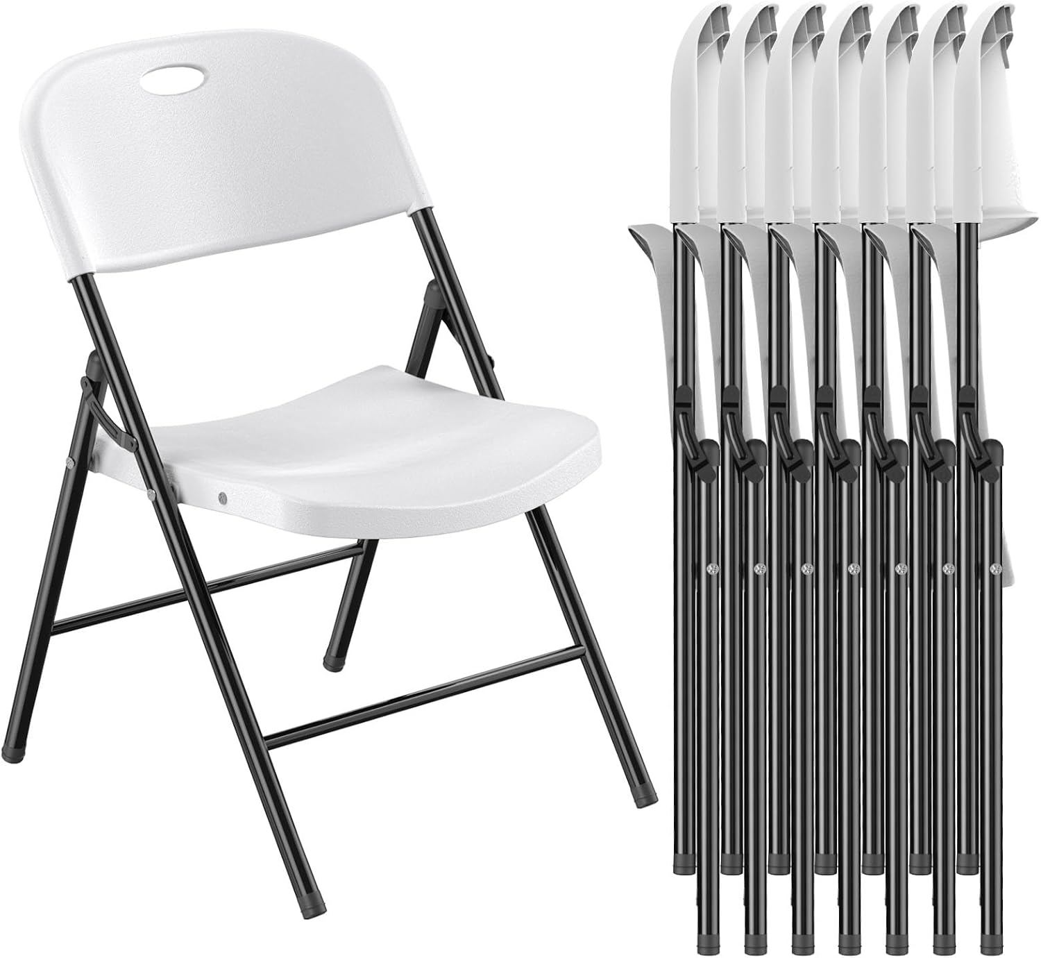 Nazhura 650 Weight Limit Heavy Duty Plastic Folding Chair with Reinfoced Steel F...