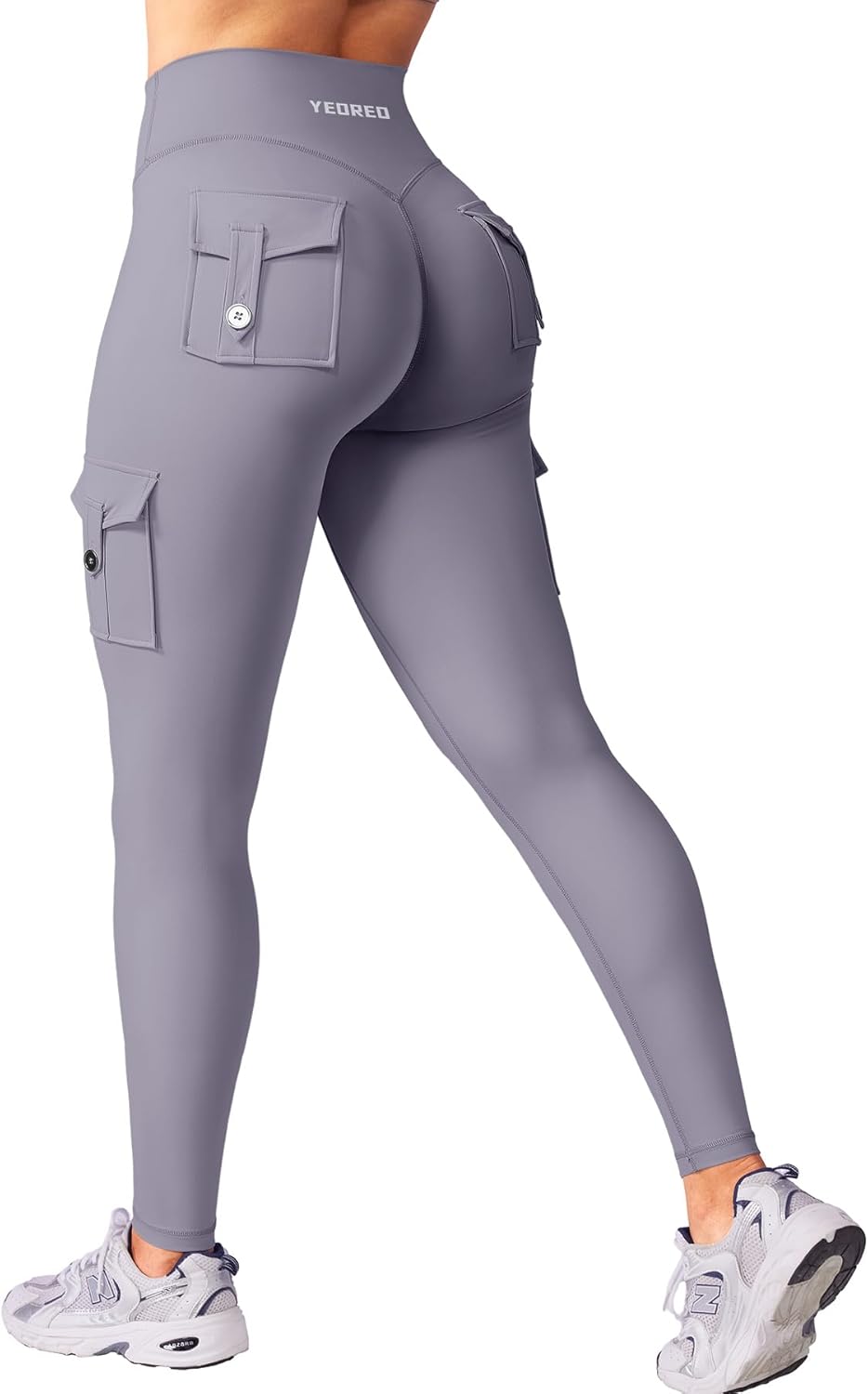 YEOREO Workout Cargo Leggings with Pockets for Women Hidden Scrunch Butt Lifting...