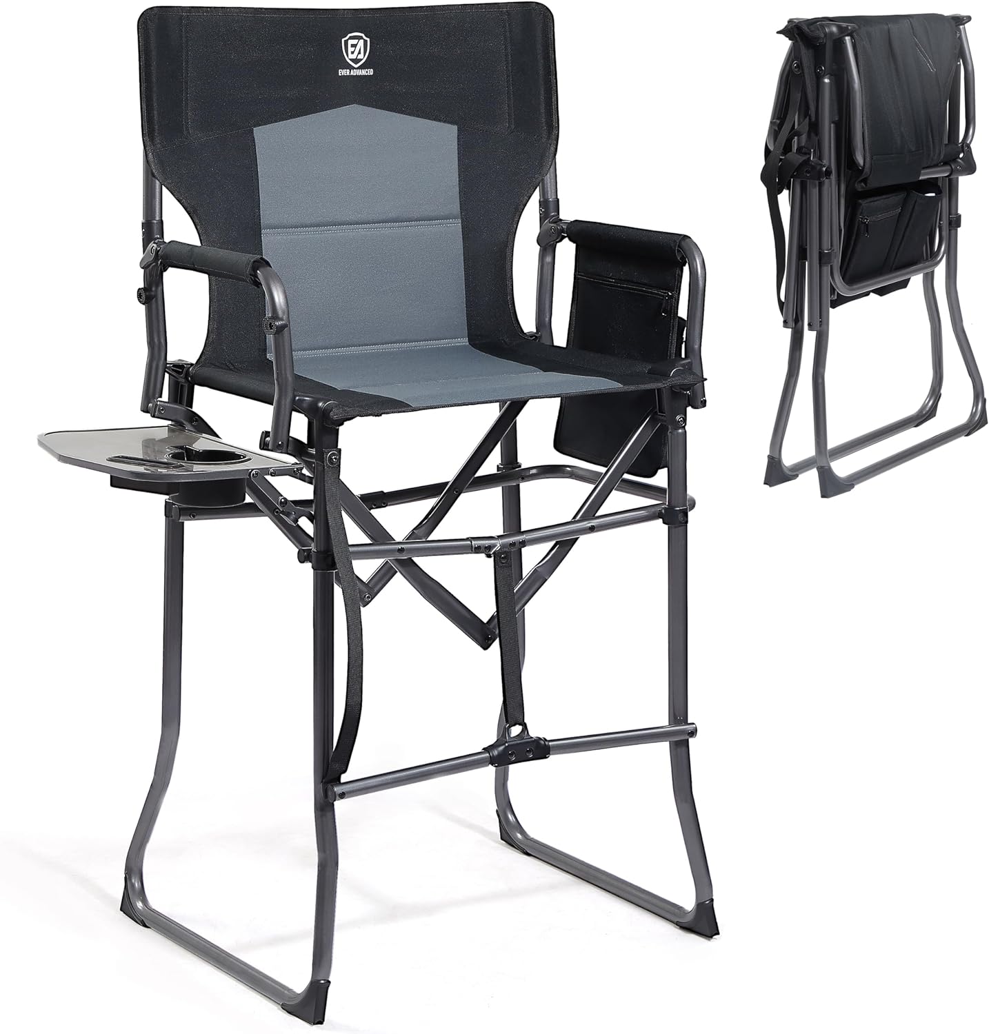 EVER ADVANCED Portable 30.7" Seat Height Tall Folding Camping Chair Directors Ch...