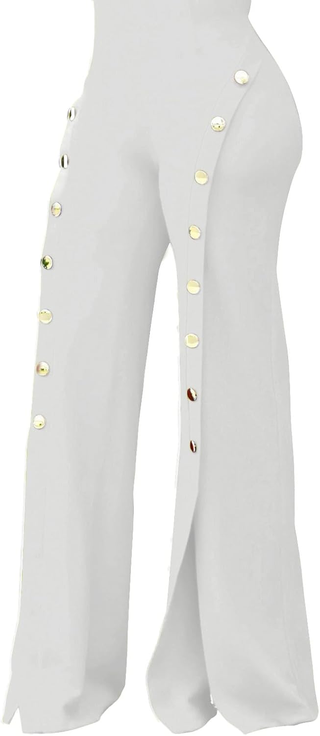 PINSV Women's High Waisted Stretchy Bootcut Pull On Dress Pants Casual Work Pant...