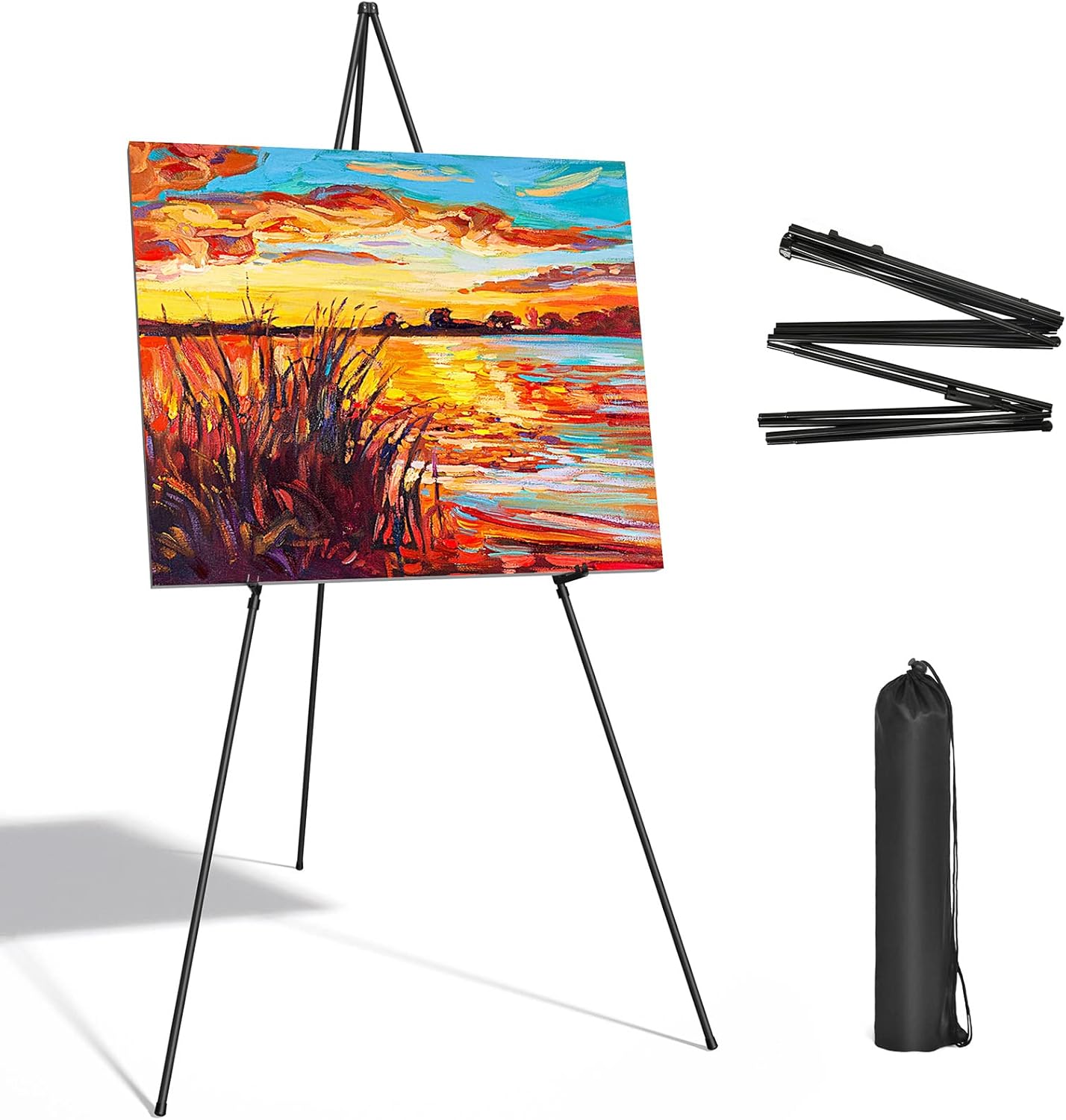 Display Black Easel Stand for Wedding Sign - Artist Instant Tripod Collapsible P...