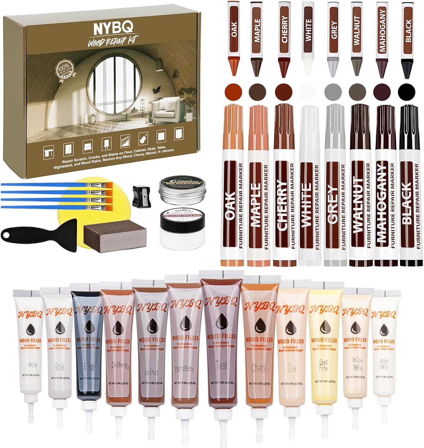 NYBQ Laminate Floor Repair Kit-Set of 41pcs Wood Filler Putty Wood Vinyl Floor R...