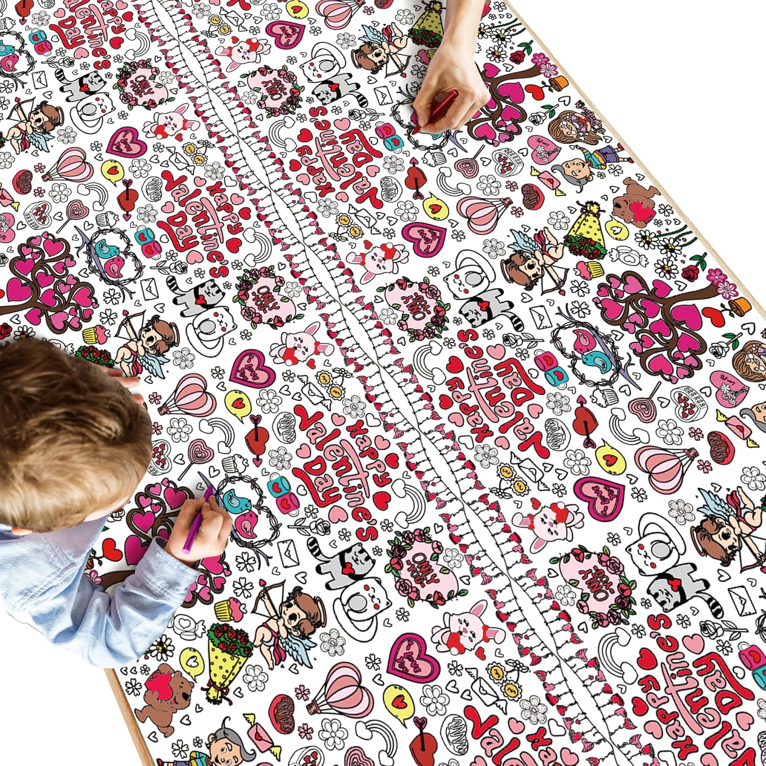 OHOME Valentines Coloring Tablecloth - Valentines Day Decorations | Valentines C...