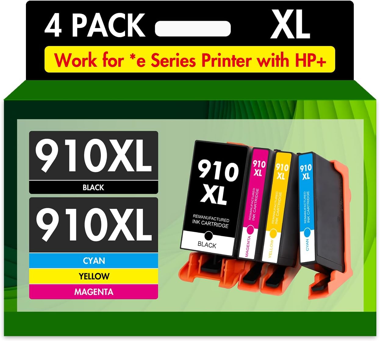 910XL Ink Cartridges Combo Pack: Replacement for HP Ink 910 XL 910XL Black and C...