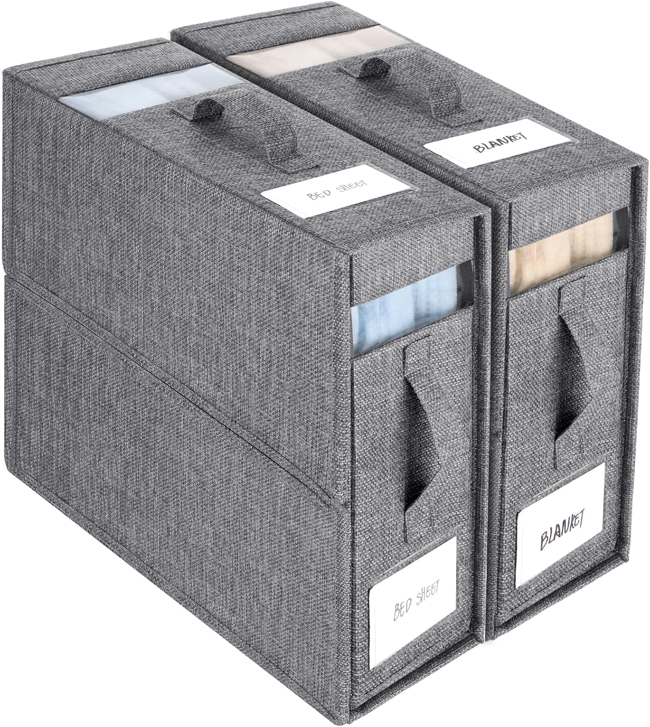 Dntorx 2 Pack Bed Sheet Organizers and Storage, Foldable Bedding Storage Box Lin...