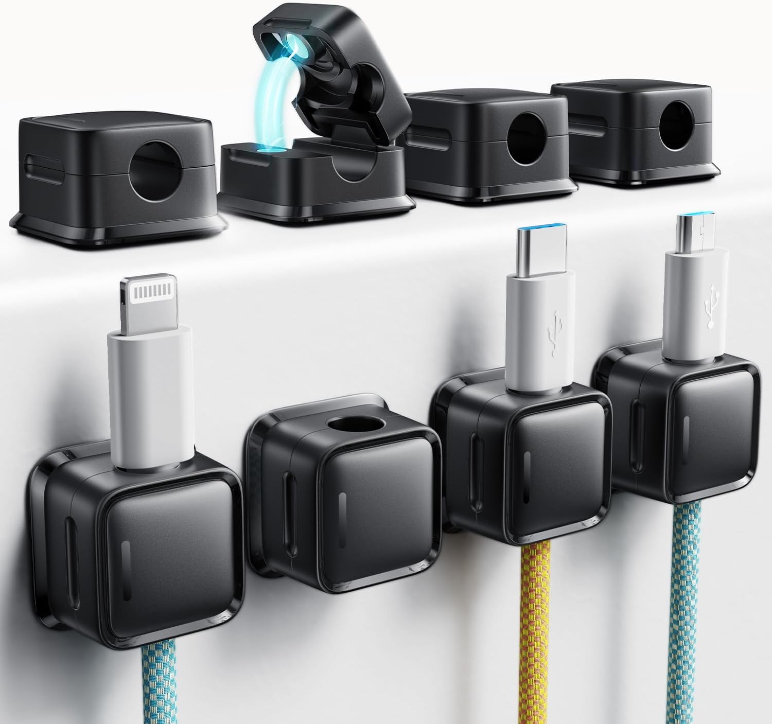 Cord Organizer Holder, 8 Pack Magnetic Desk Cable Clips Management, Hide Phone C...