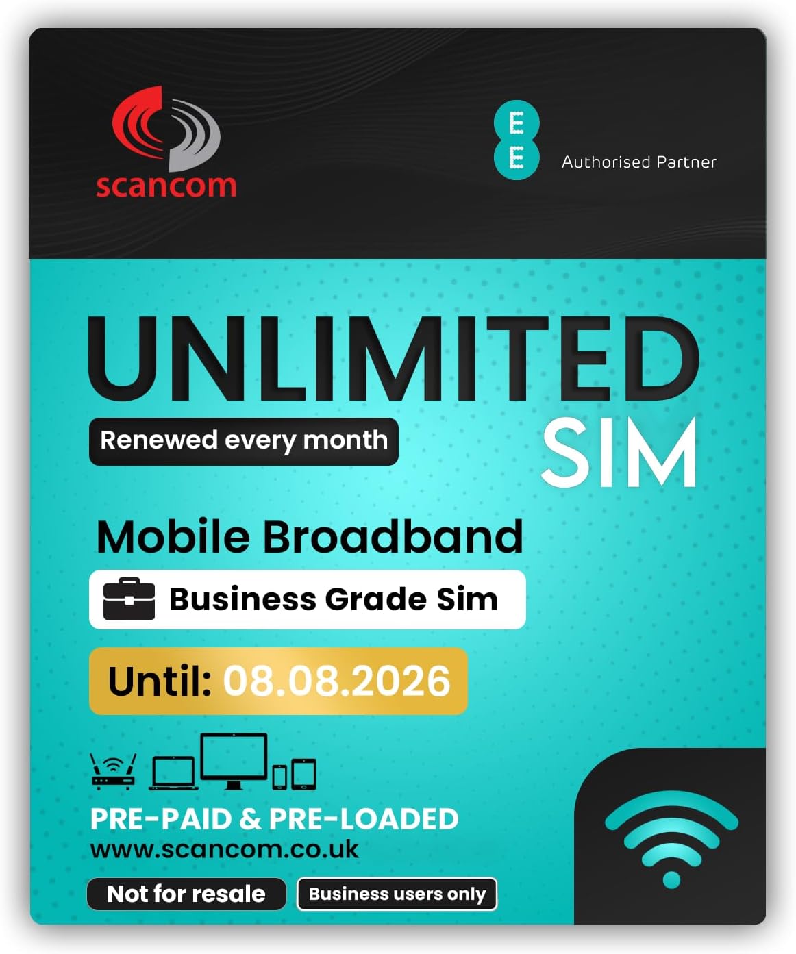 EE 5G Unlimited Data Sim Card - Preloaded each month until 8th AUGUST 2026 - No...