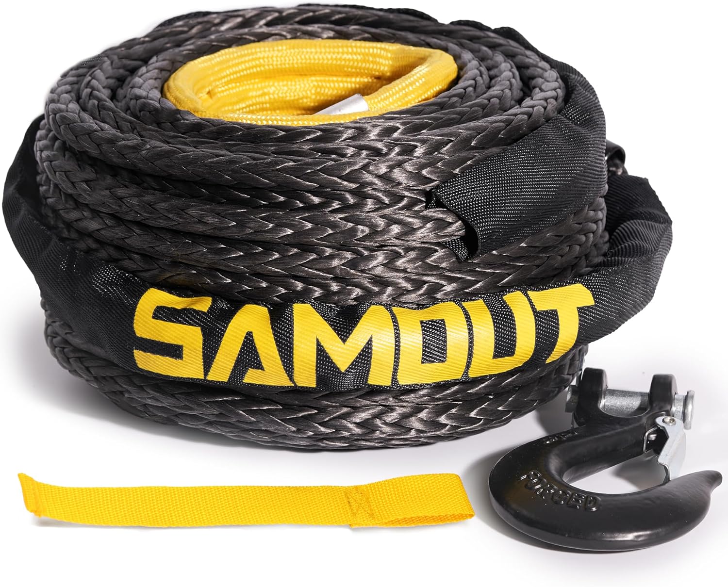 Synthetic Winch Rope Cable Kit: 3/8in x 92ft 25500LBS with Protective Sleeve + F...