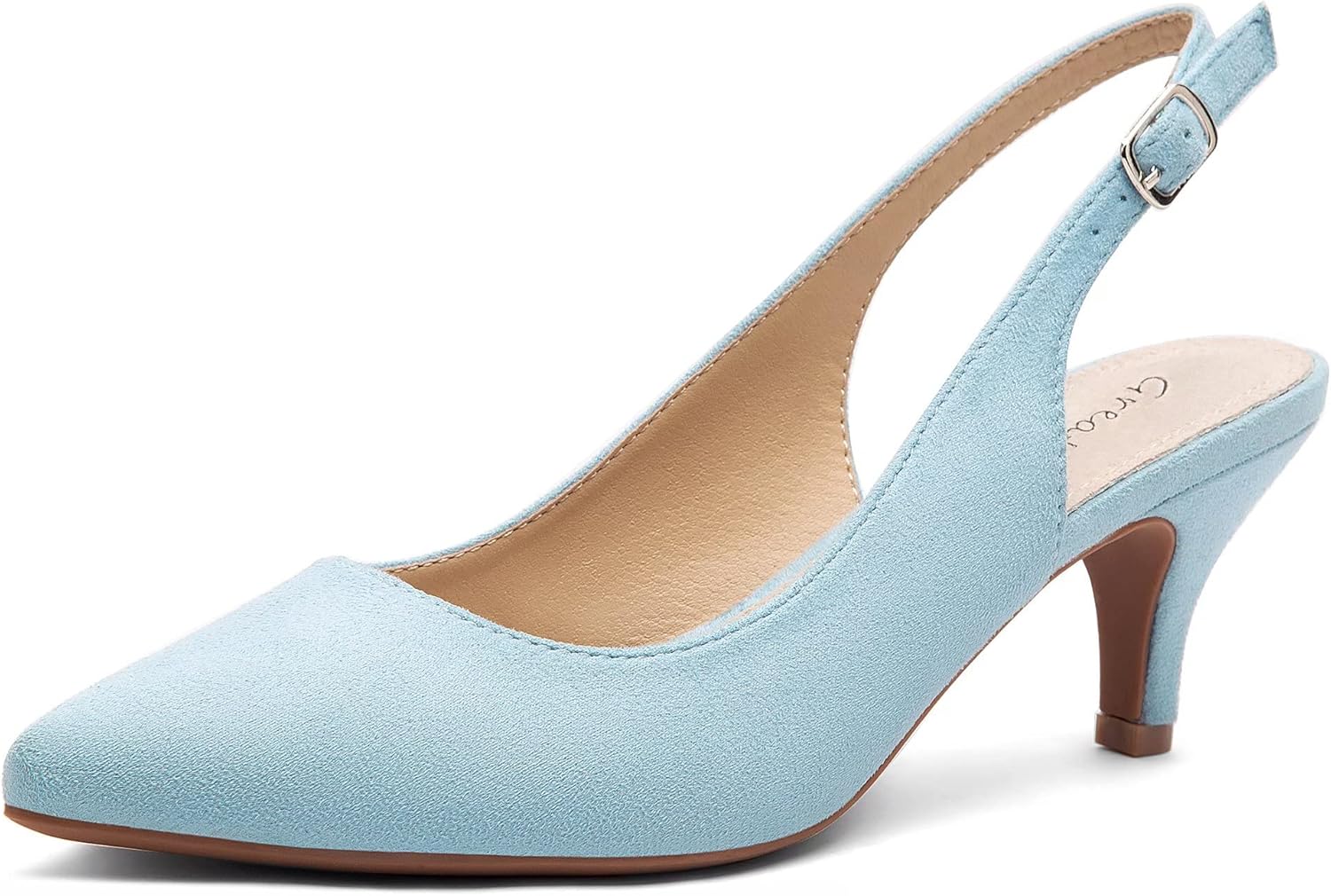 Greatonu Pointed Toe Sandals Slingback Kitten Heel Pointed Toe Pumps 8 UK Light...