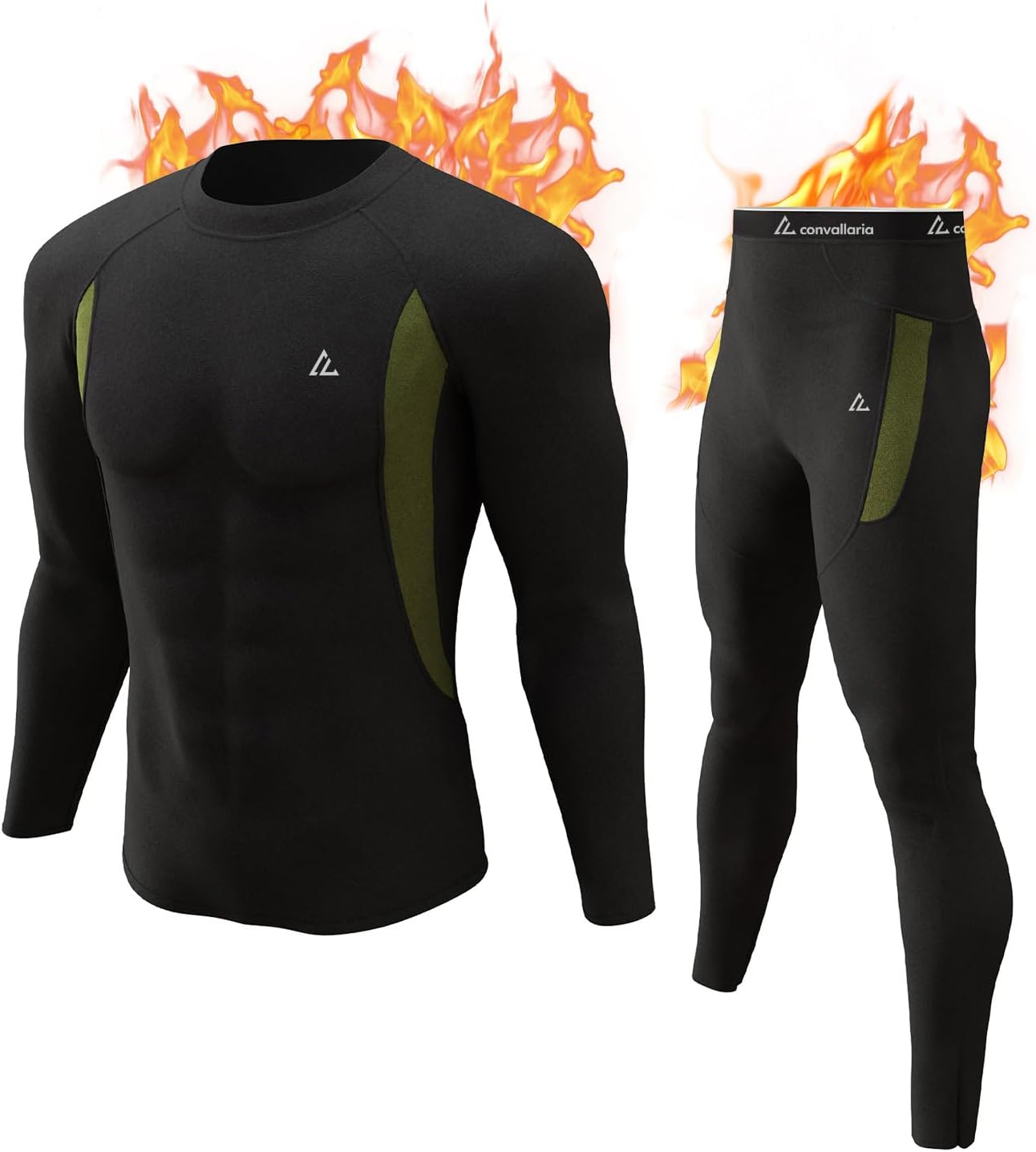 CL convallaria Men's Thermal Underwear Set Long Johns Long Sleeve Top and Bottom...