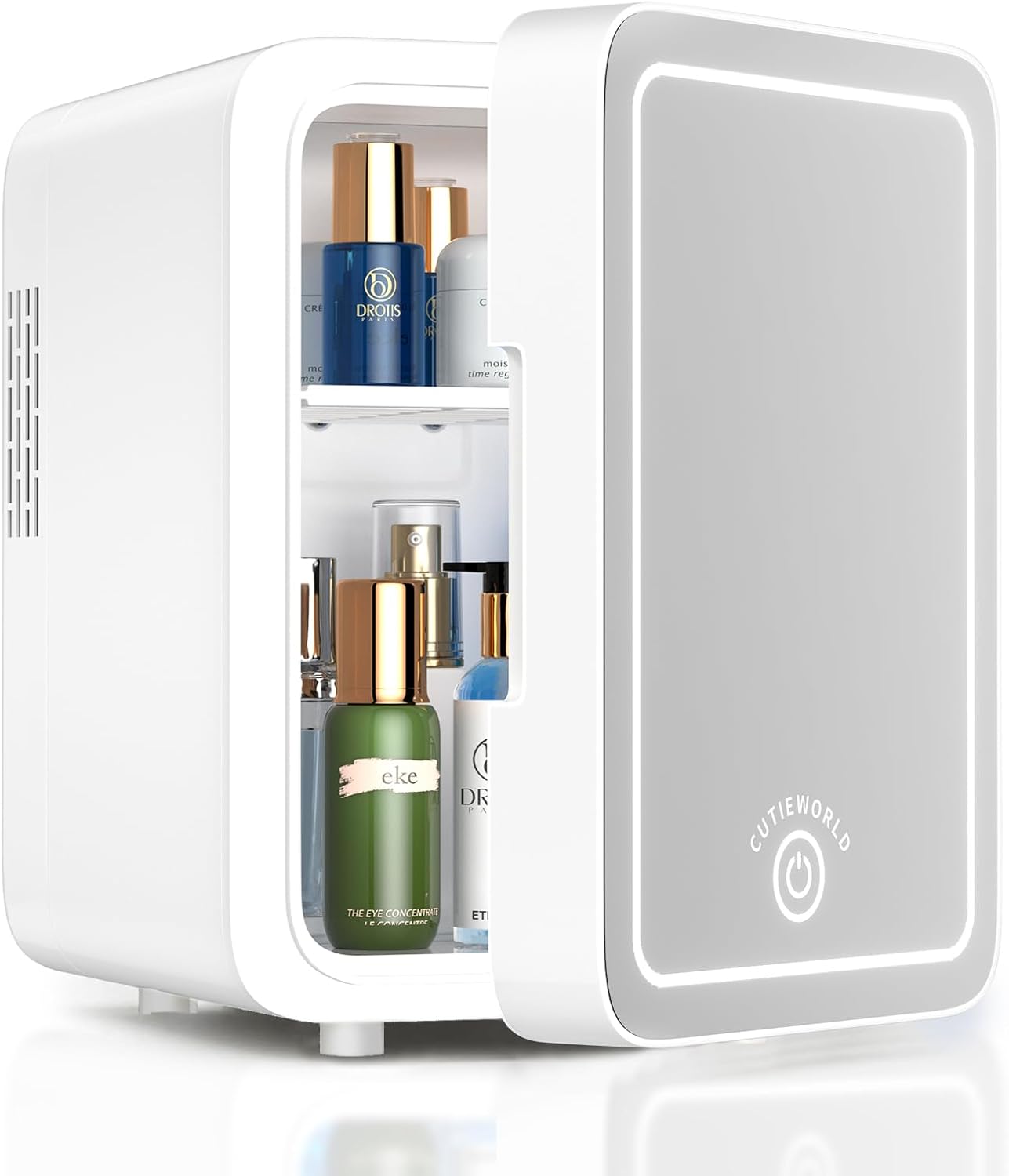 Skincare Fridge With Dimmable LED Light Mirror, 4L Makeup Mini Fridge for Bedroo...