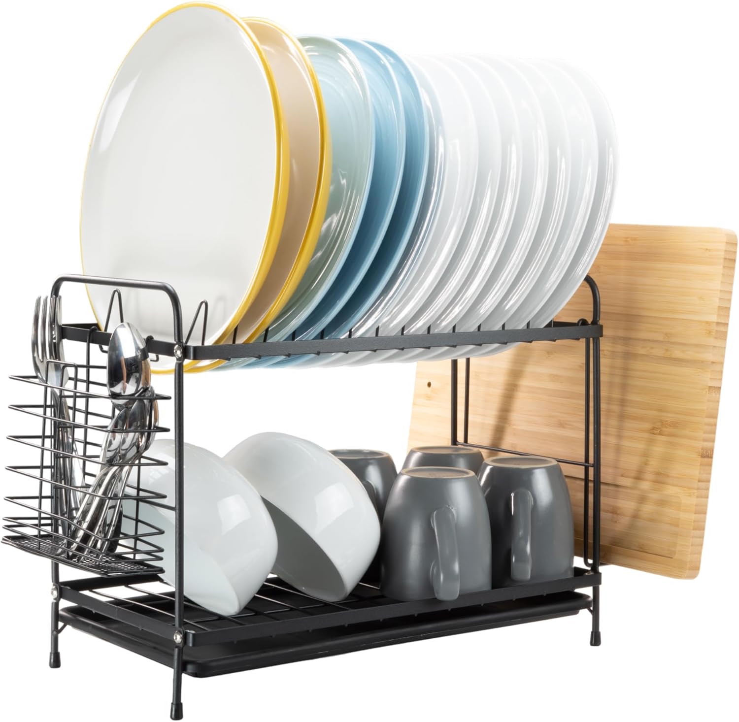Coselena 2-Tier Dish Drainer Rack | Non-Slip Dish Drying Rack with Utensil Holde...