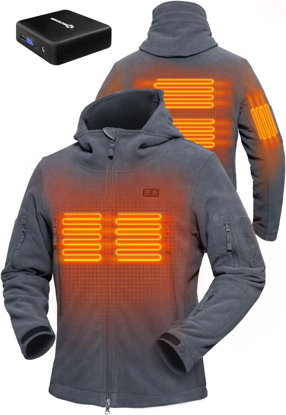 Heated Jacket with 12V 16000mAh Battery Pack, Polar Fleece Coat for Men Women, F...