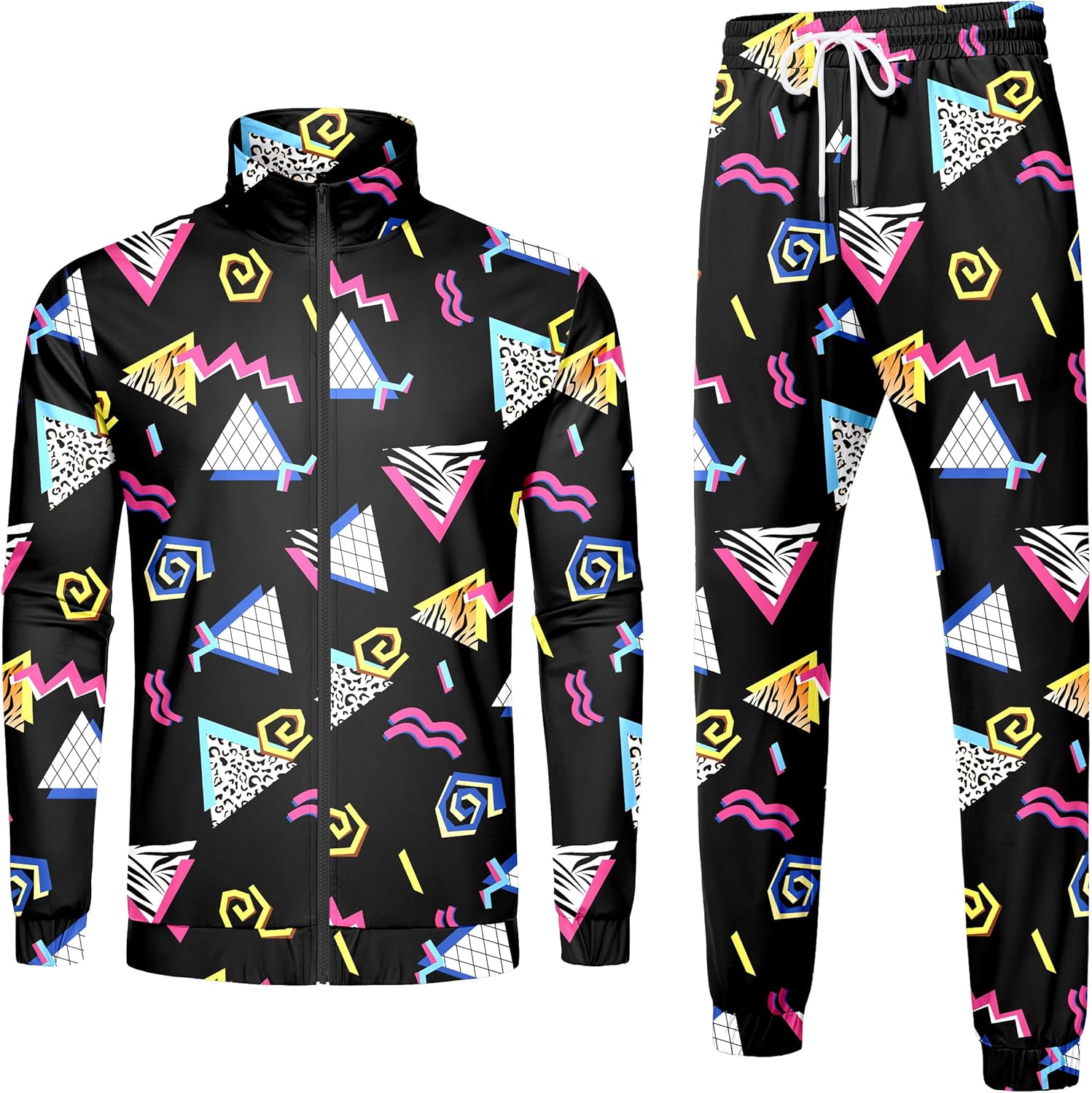 LecGee 80s 90s Outfit Sets for Men Long Sleeve Zipper Retro Jacket Jogging Sweat...