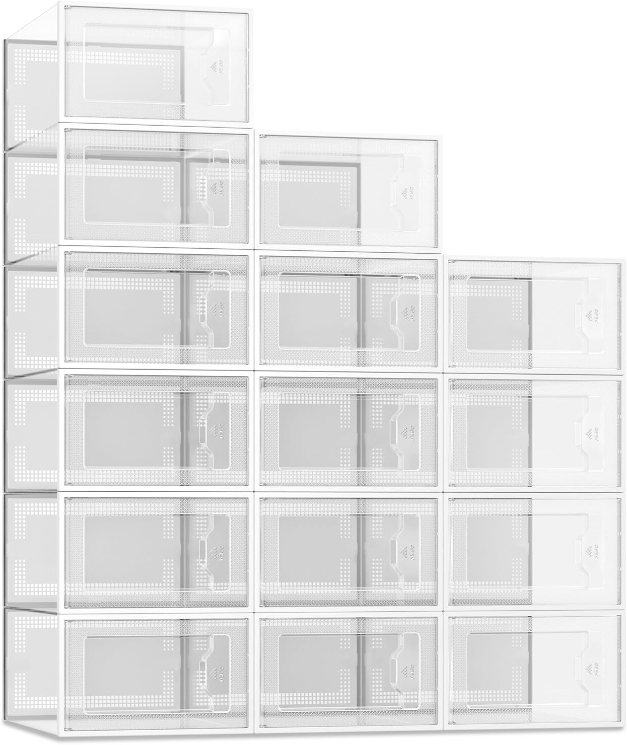 SEE SPRING X-Large Shoe Storage Box Fit Size 11, Clear Plastic Stackable Shoe Or...