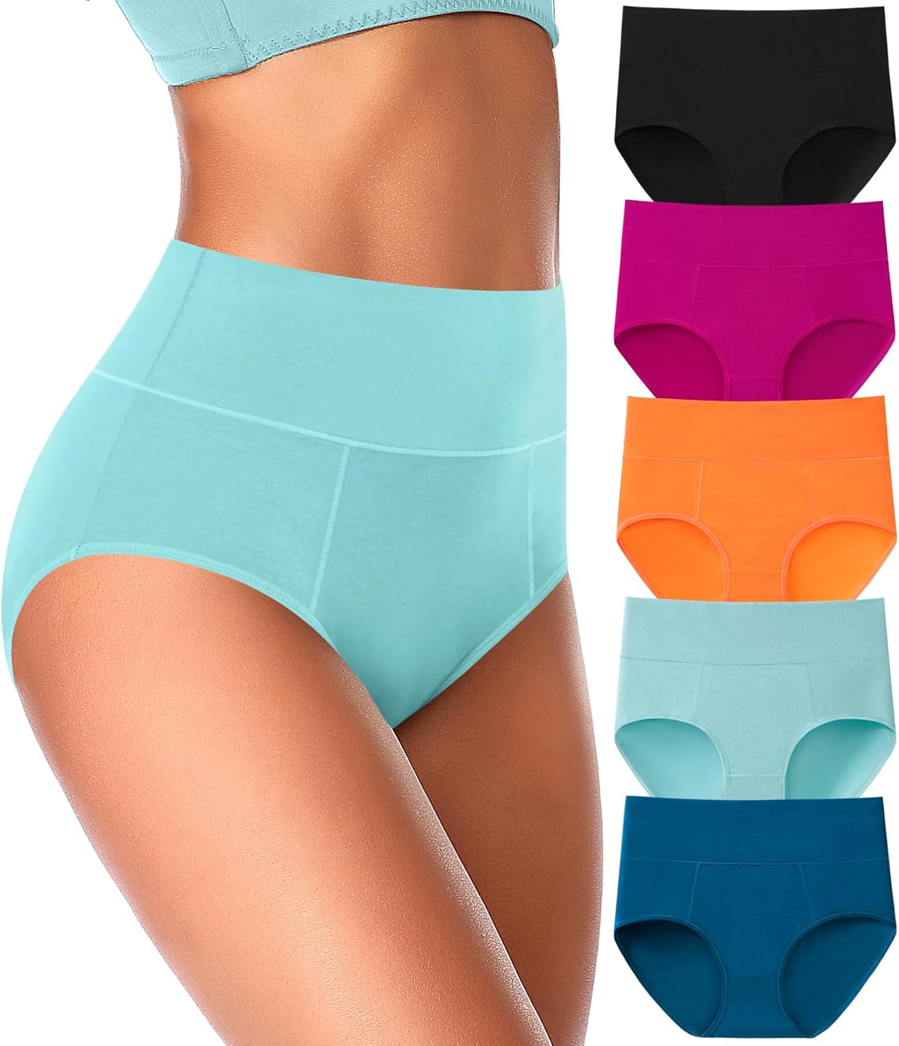 ASIMOON Tummy Control Underwear for Women Cotton High Waisted Plus Size Full Cov...