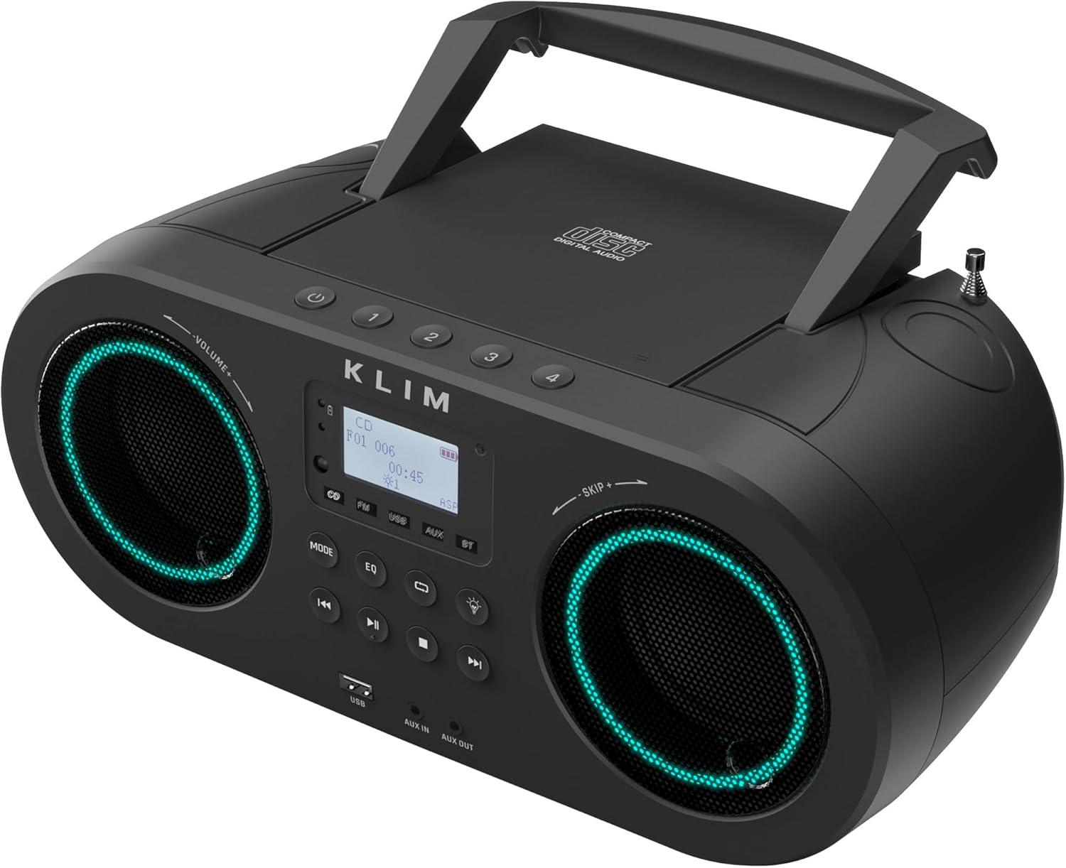 KLIM B5 CD Player Portable Boombox, FM Radio with CD Player Bluetooth USB MP3 AU...
