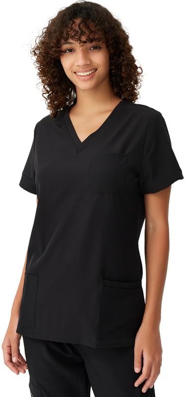 Scrubs for Women, Soft V-Neck Scrub Tops, Stretchy Medical Uniform with 4 Pocket...