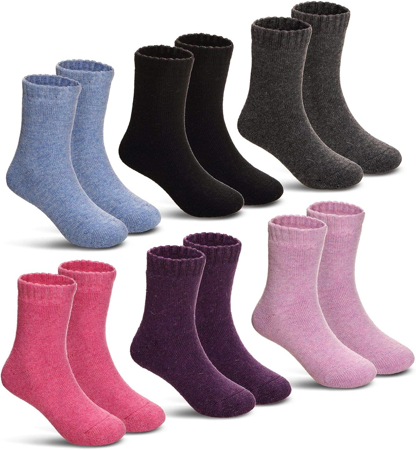 DoSmart Children's Winter Warm Wool Solid Color Socks Kids Boy Girls Hiking Ther...