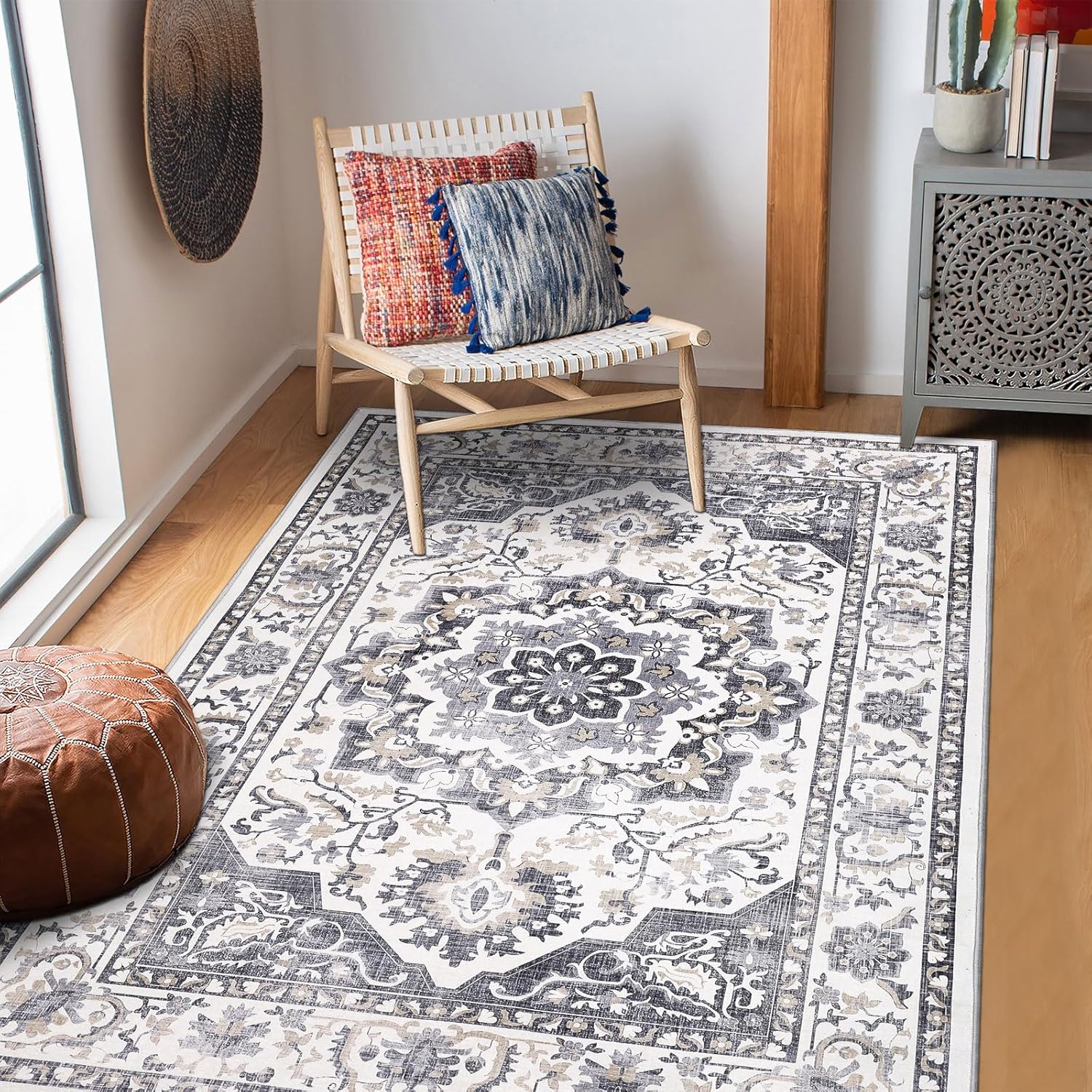Topotdor Machine Washable Area Rug 5x7 Large Ultra-Thin Area Rugs with Non-Slip...