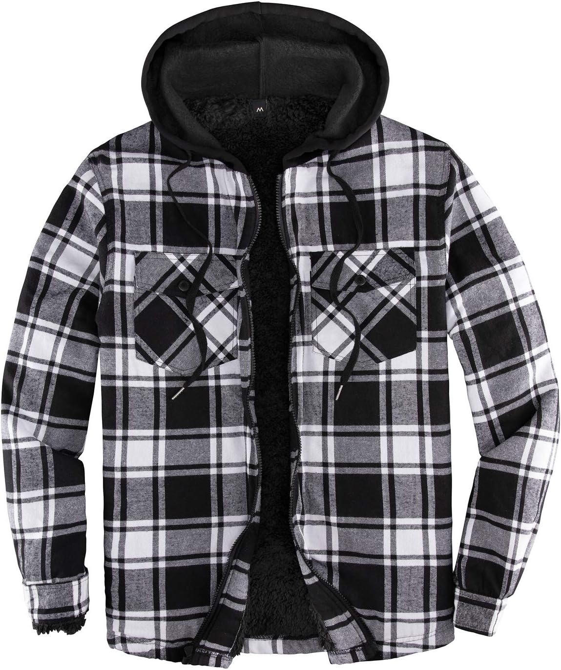 ZENTHACE Mens Sherpa Lined Flannel Shirt Jacket with Hood,Plaid Shirt-Jac,all Sh...