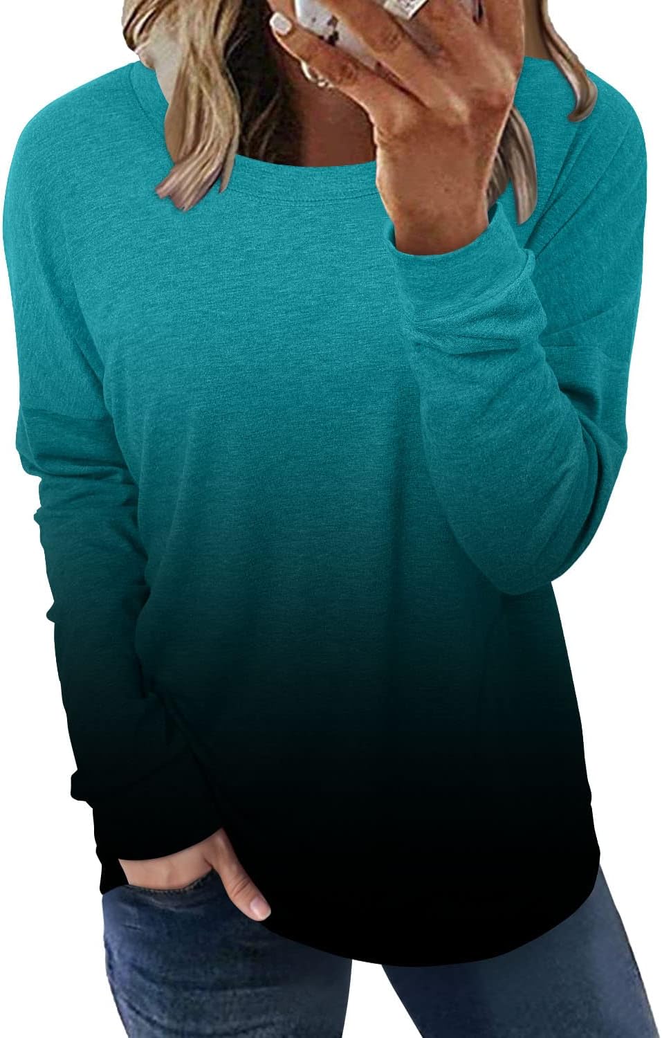 onlypuff Women's Pocket Shirt Graphic Tunic Tops Sweatshirts Large A A-blue
