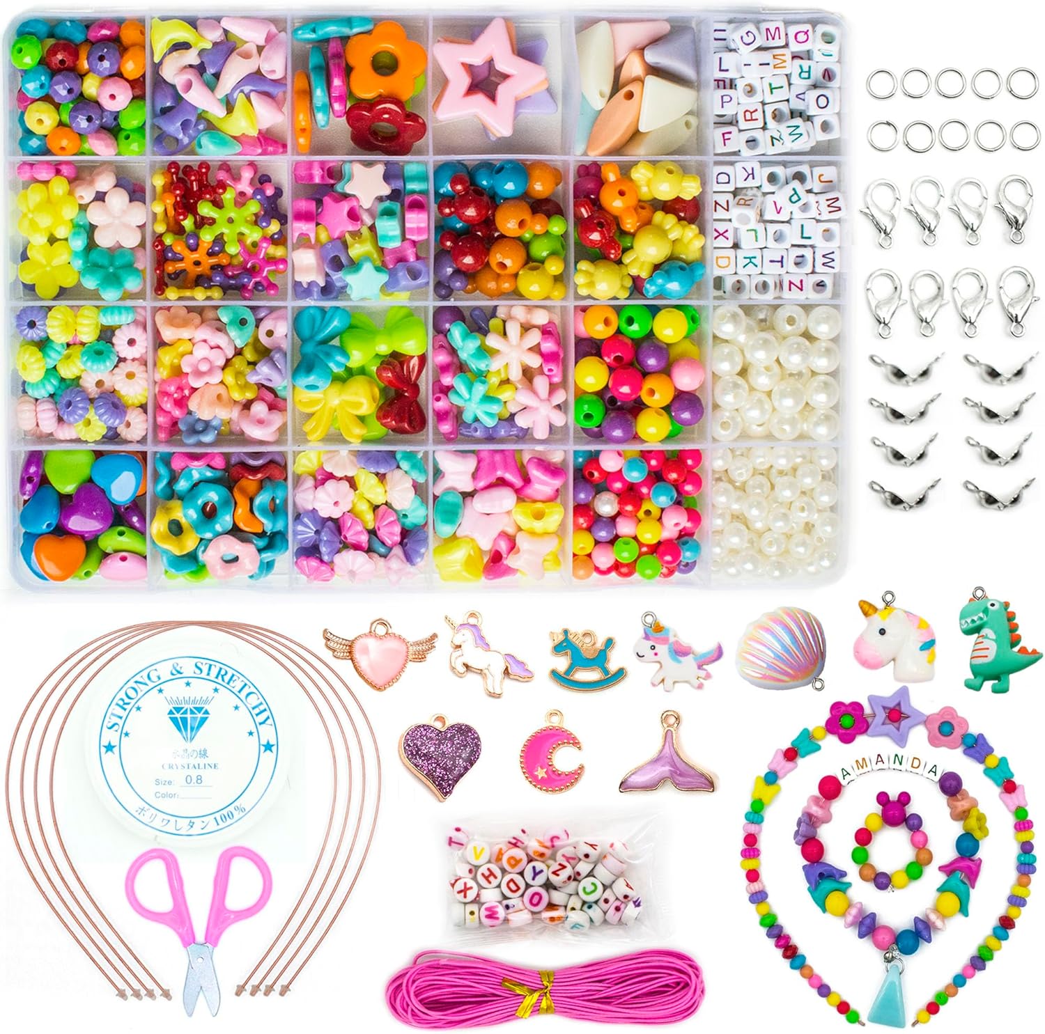 WONDERFORU Beads for Jewellery Making Kit for Kids Girls, 800pcs Alphabet DIY Po...