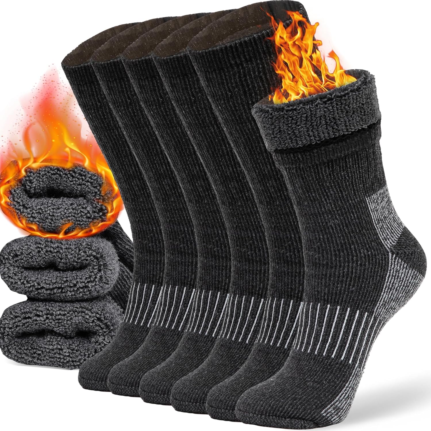 Merino Wool Socks Casual Warm Socks for Winter Cozy Boot Socks for Men & Women L...