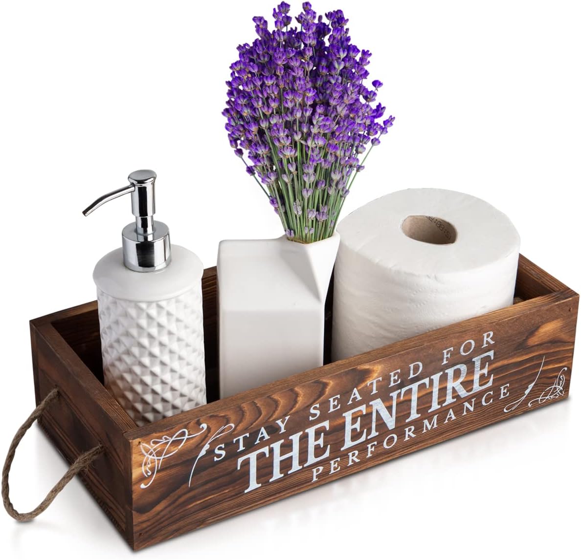 Farmhouse Bathroom Decor Box by Comfify - Double Sided Printed Box w/Funny Sayin...
