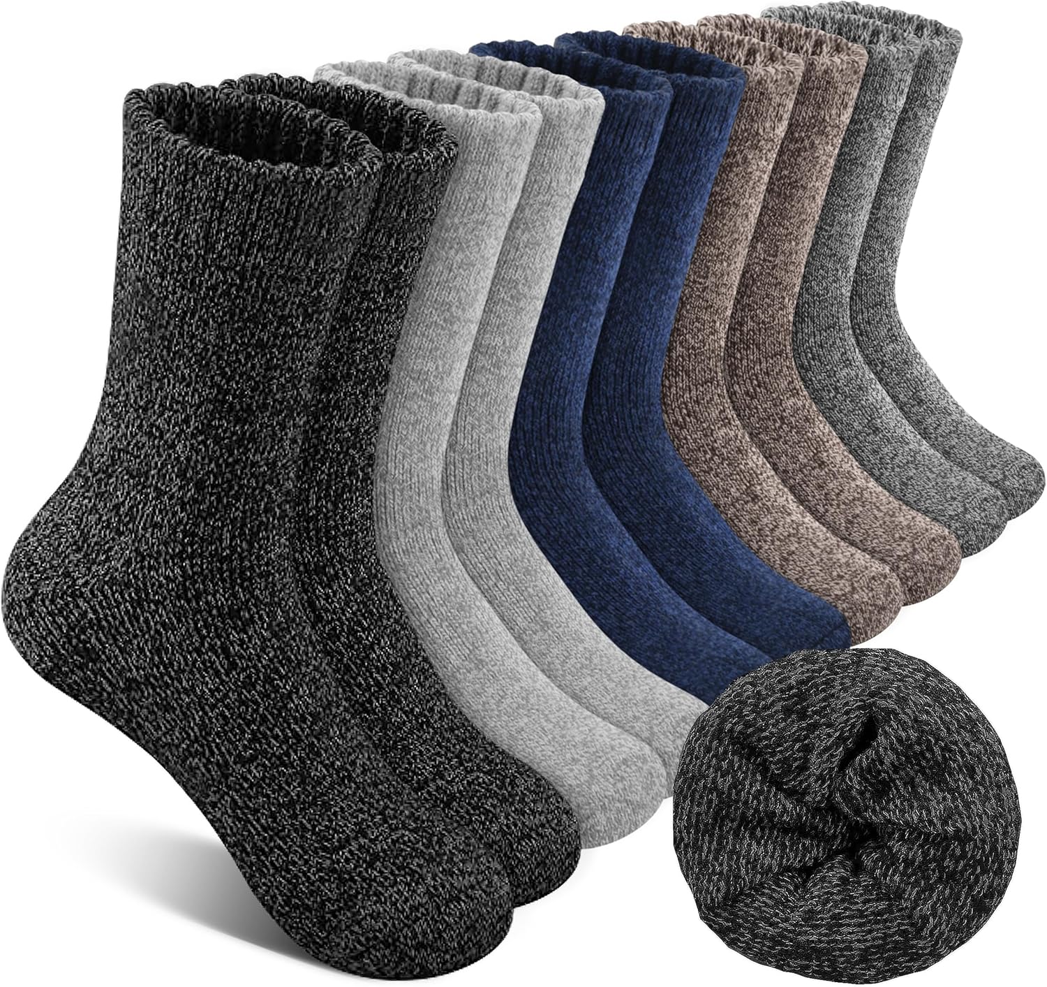 Merino Wool Socks For Running 5 Pairs Winter Thick Warm Socks Thermal Shock-Abso...