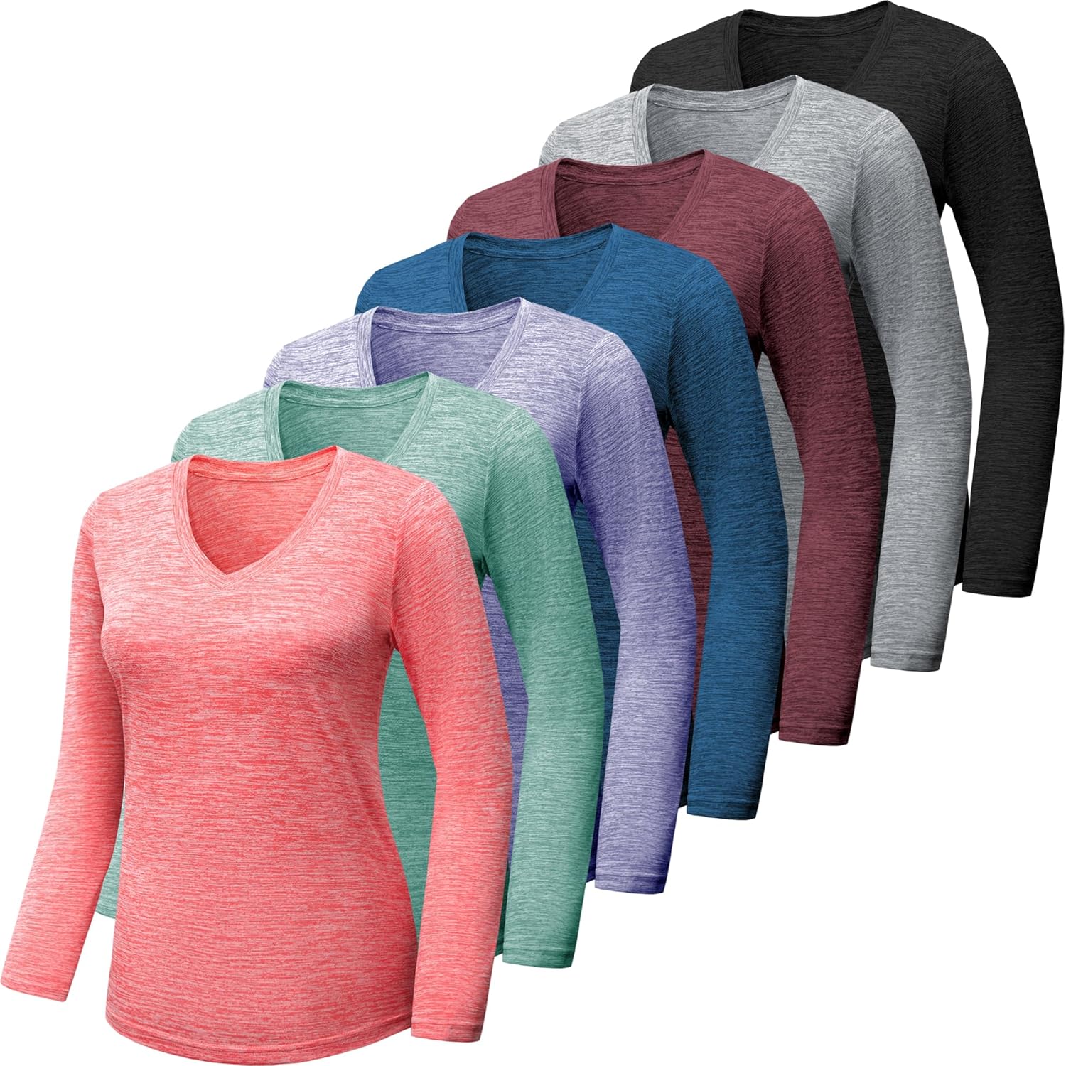 BALENNZ Long Sleeve Workout Shirts for Women V Neck Moisture Wicking Quick Dry G...