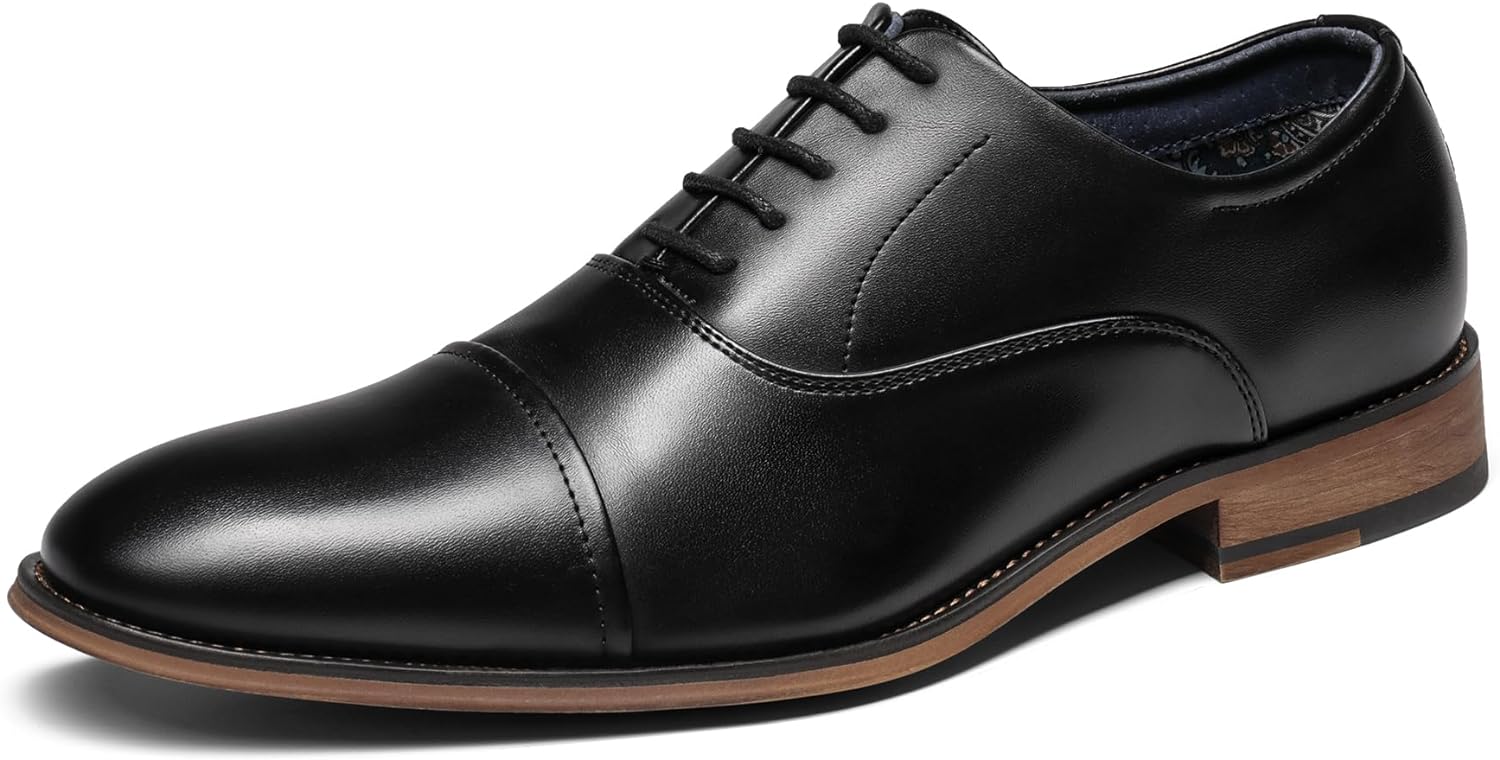 Bruno Marc Men's Lace-Up Leather Shoes, Classic Oxfords Formal Dress Shoes Brogu...
