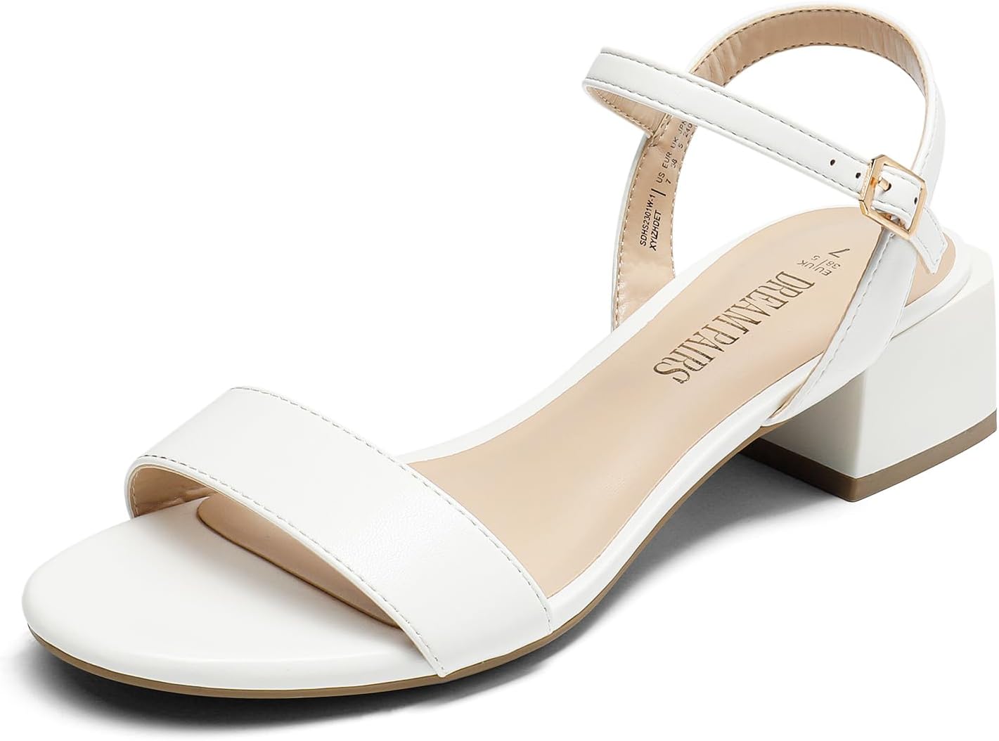 DREAM PAIRS Women's Low Heels for Women Classic Open Toe Ankle Strap Block Chunk...