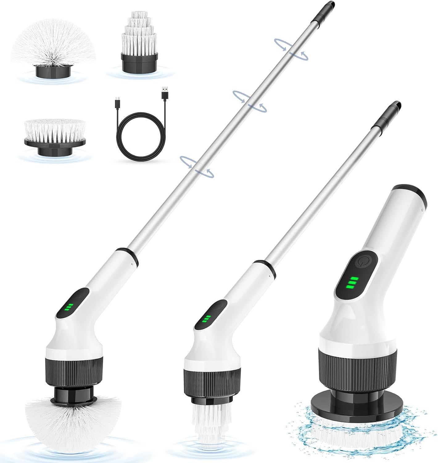 Electric Spin Scrubber, Shower Cleaner Brush, Shower Scrubber with Long Handle 5...
