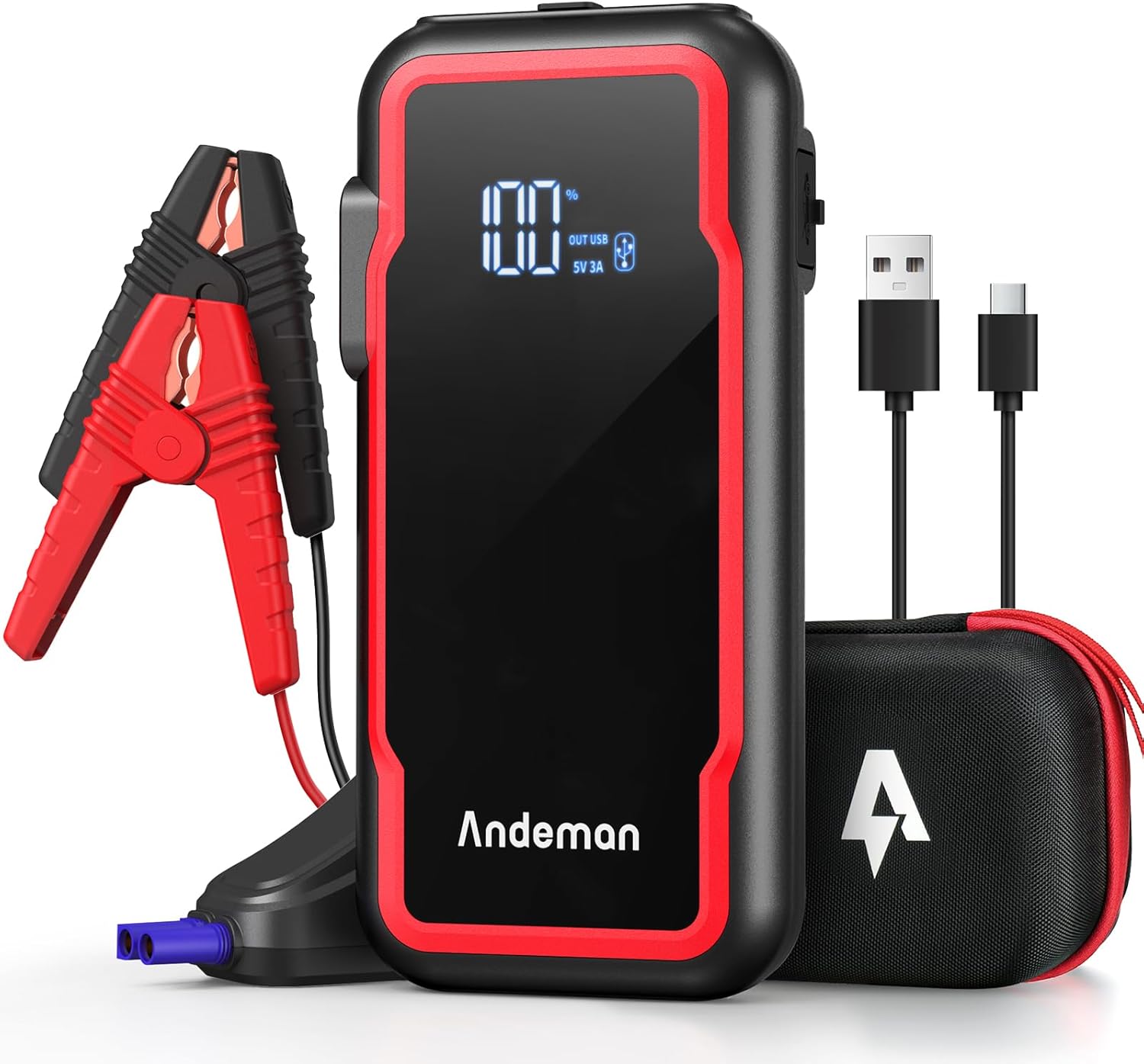 Car Jump Starter 3000A Peak 20000mAh (Start 9L Gas Engine or up to 7L Diesel Eng...