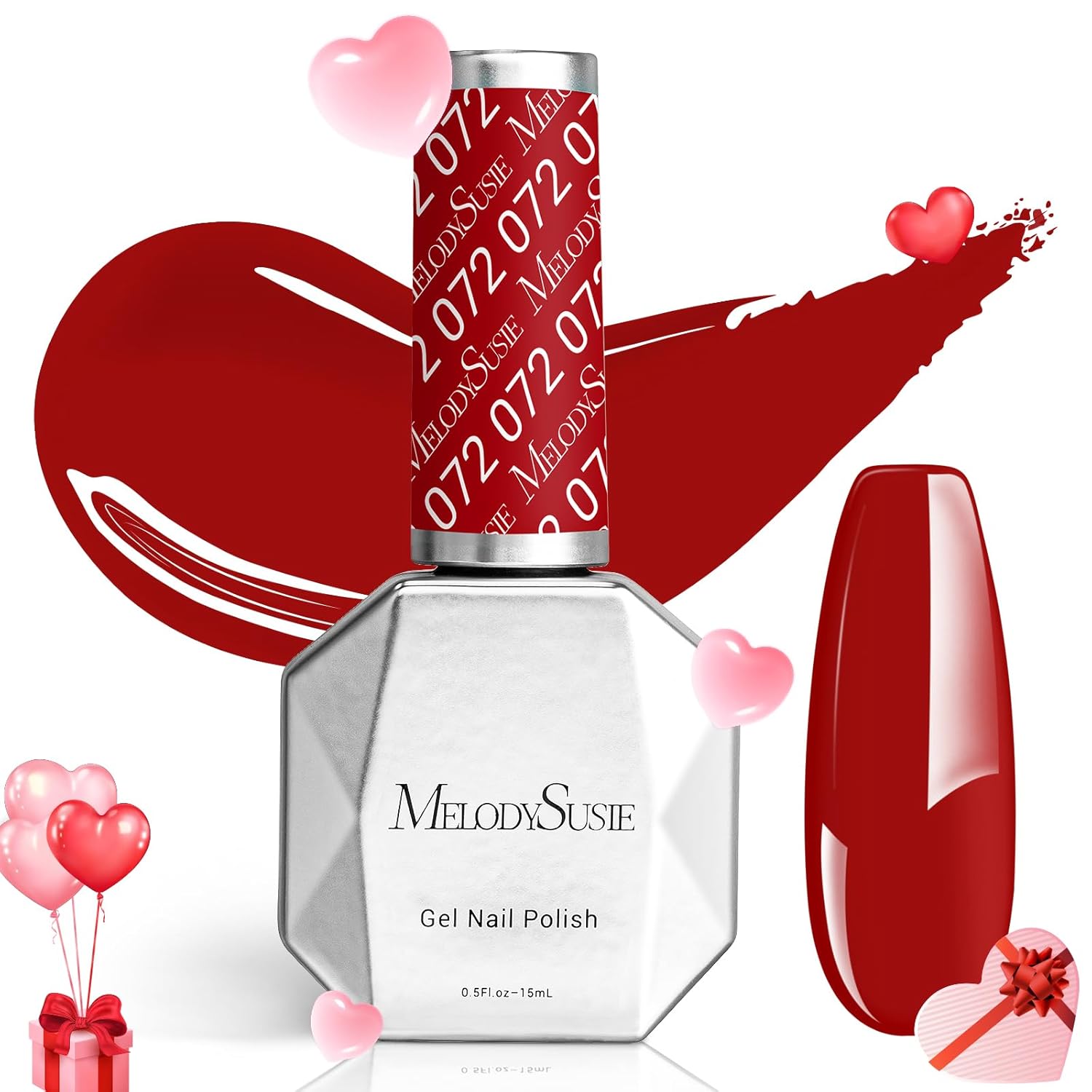 MelodySusie Red Gel Nail Polish,0.5 Fl Oz Cherry Red Soak Off UV LED Ruby Dark R...