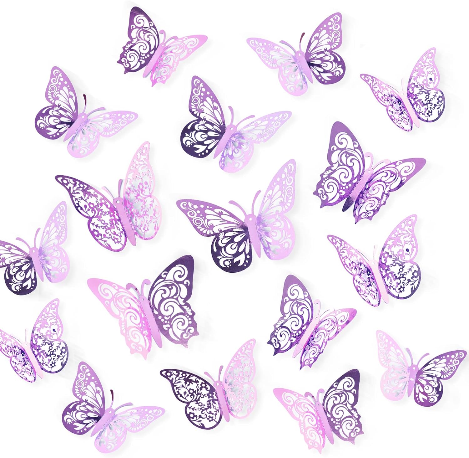 72 Pcs Butterfly Decorations, 3 Sizes 3 Styles, 3D Butterfly Wall Decor, Butterf...