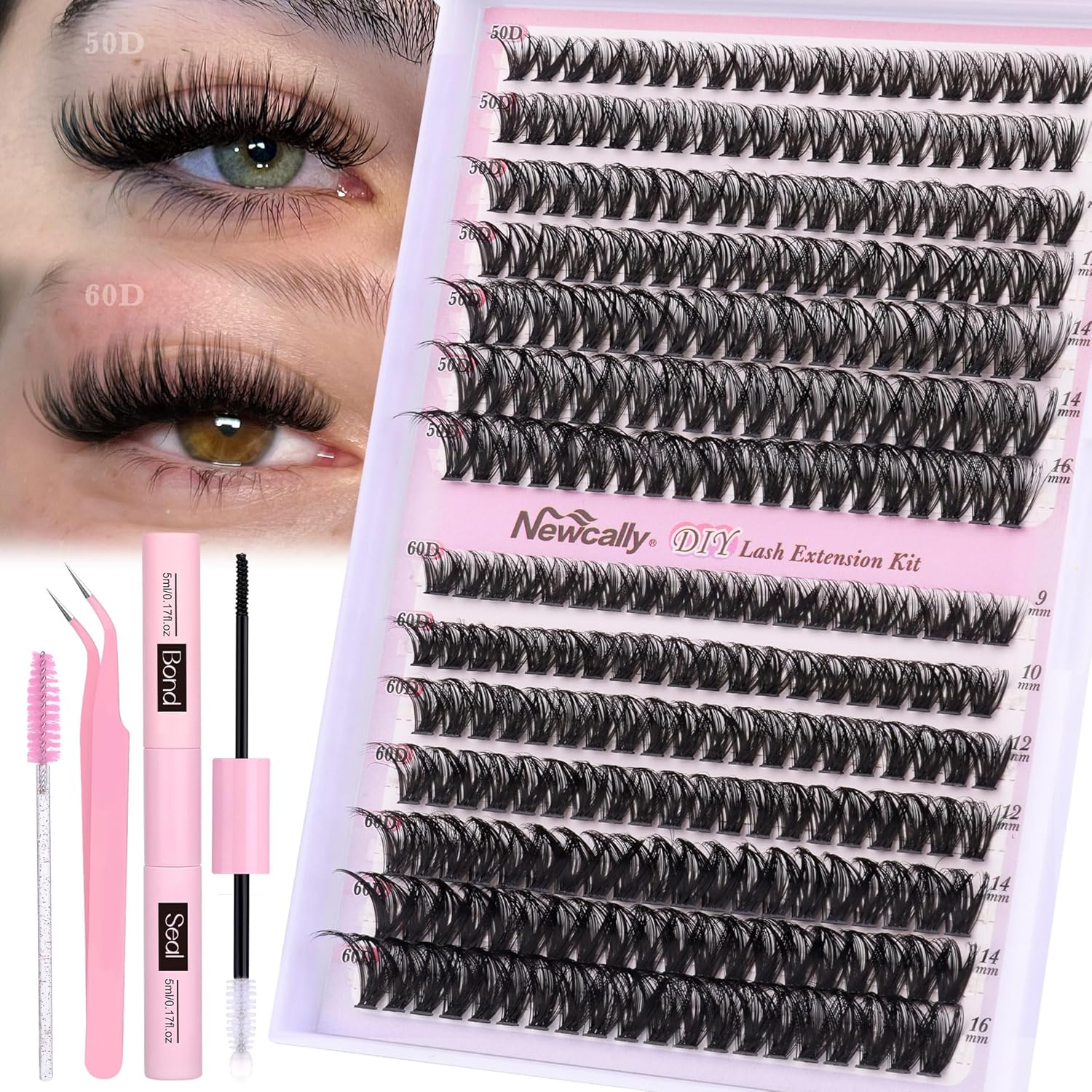 Fluffy Cluster Lashes Kit Wispy Individual Eyelashes Kit Volume 280 Pcs Eyelash...