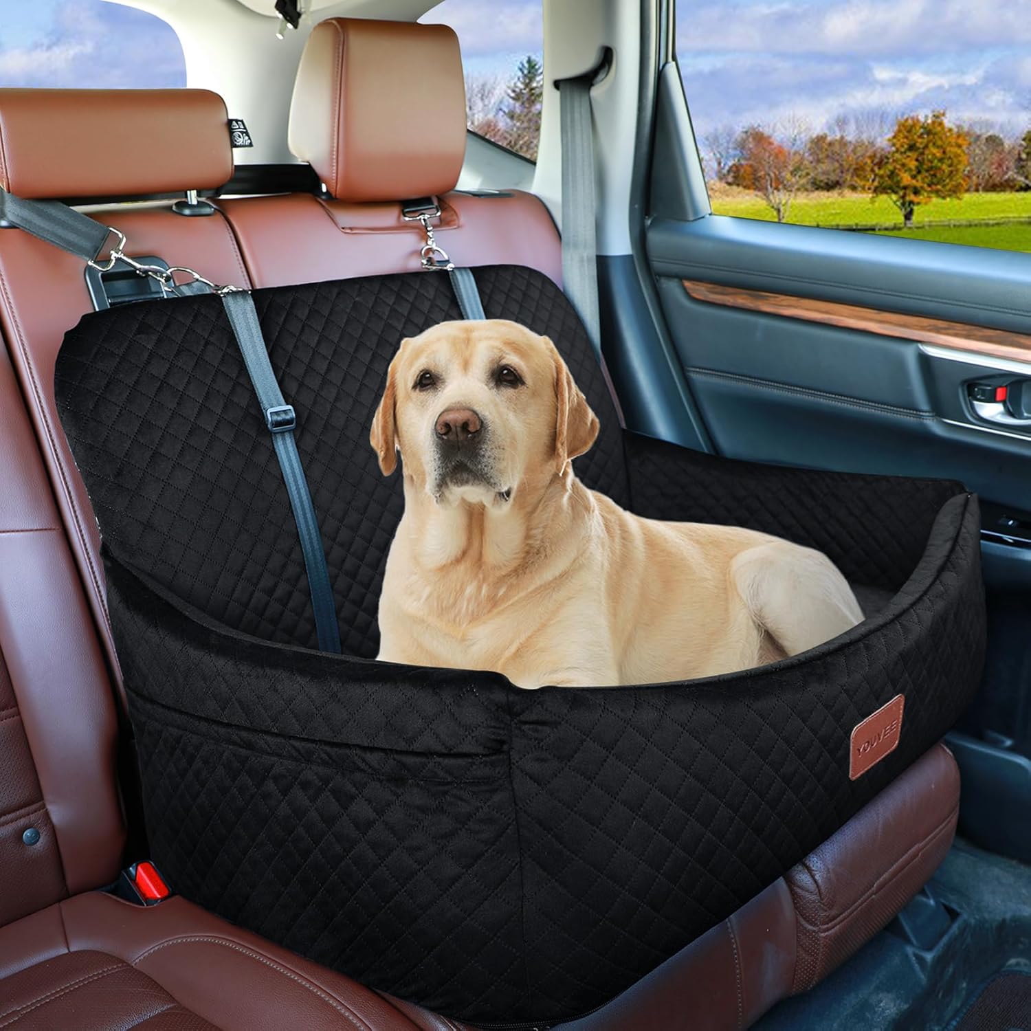 Youvee Dog Car Seat for Large/Medium Dog,Interior Height 4 Inches Pet Car Bed fo...