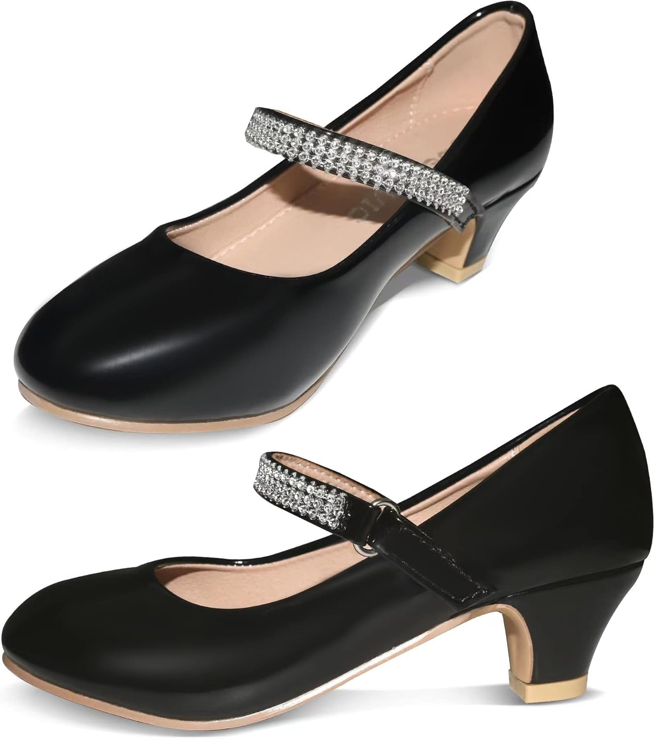 Girls Dress Shoes Mary Jane Shoes for Girls with Low Heel, Princess Flower Balle...