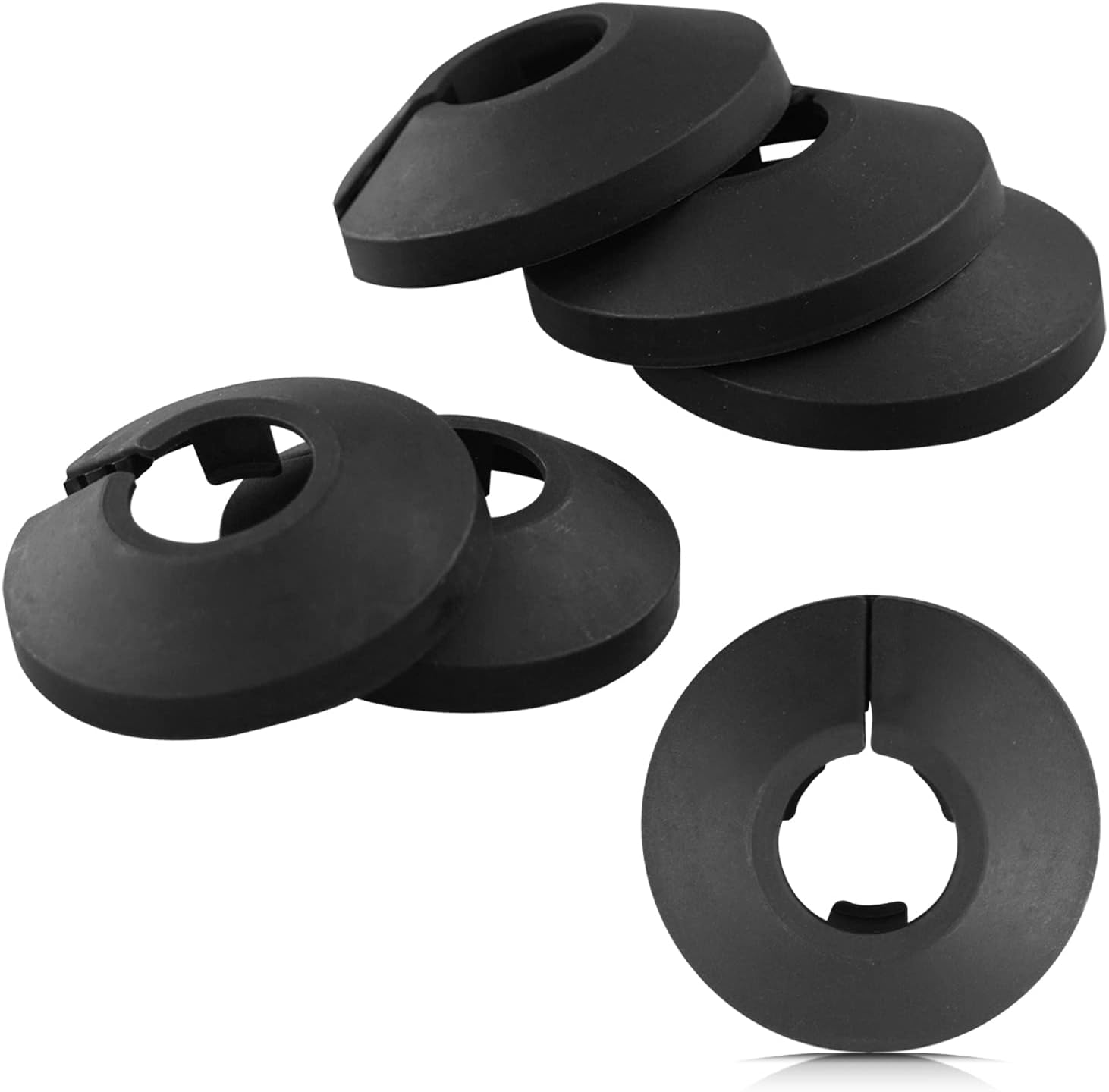 Pack of 6,15mm Plastic Radiator Pipe Covers Black Pipe Collars Split Plastic Lig...