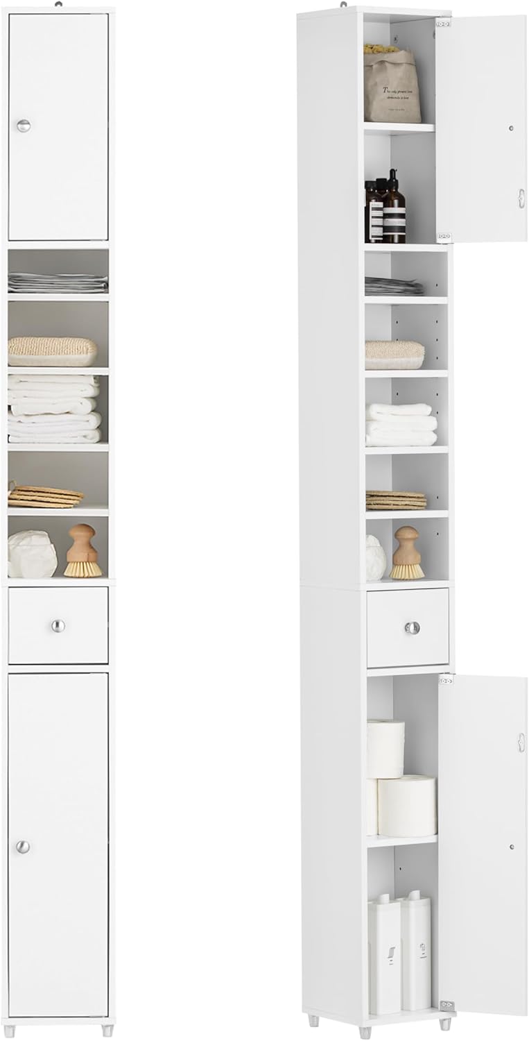 SoBuy Bathroom Tall Cabinet Cupboard Bathroom Cabinet Storage Cabinet White W20...